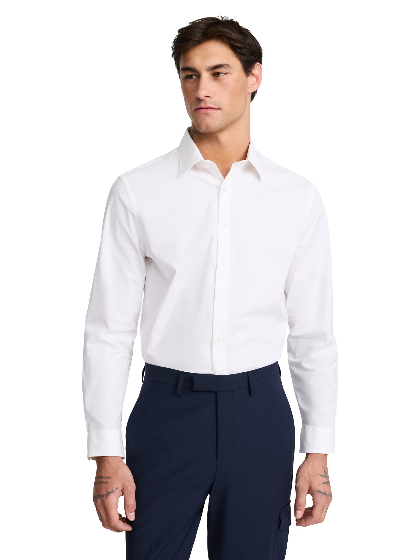 EXPRESS Men’s 1MX Stretch Dress Shirt – Slim Fit Performance Cotton, Long Sleeve Button-Up, Easy Care