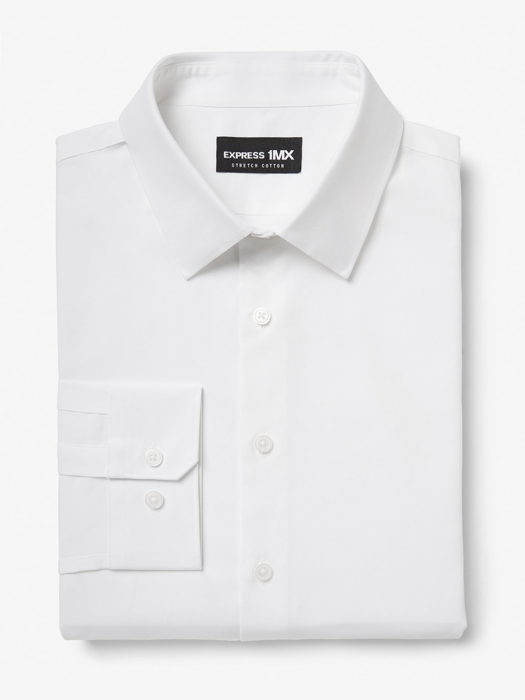 EXPRESS Men’s 1MX Stretch Dress Shirt – Slim Fit Performance Cotton, Long Sleeve Button-Up, Easy Care - Image 5