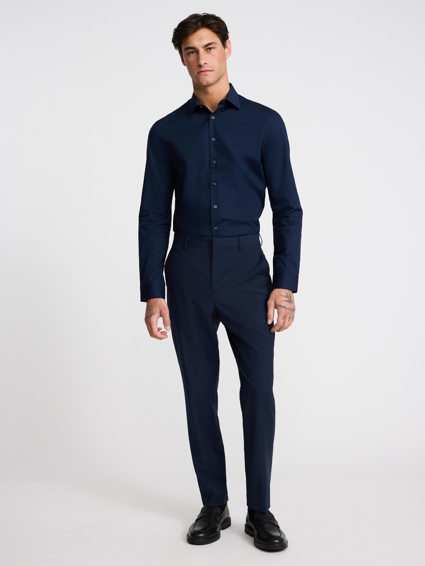 EXPRESS Men’s 1MX Stretch Dress Shirt – Slim Fit Performance Cotton, Long Sleeve Button-Up, Easy Care - Image 3