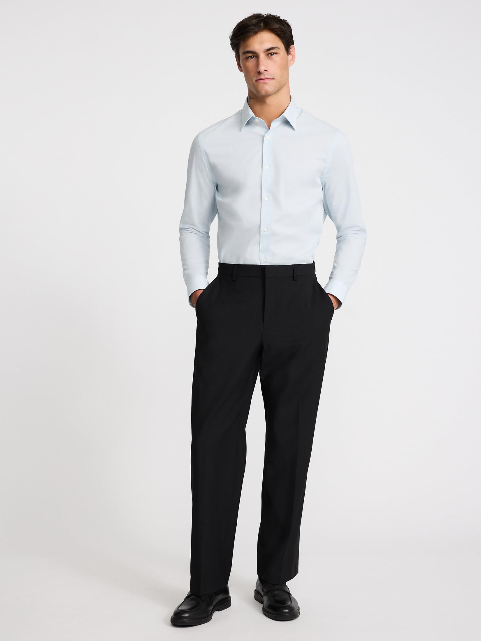 EXPRESS Men’s 1MX Stretch Dress Shirt – Slim Fit Performance Cotton, Long Sleeve Button-Up, Easy Care - Image 3