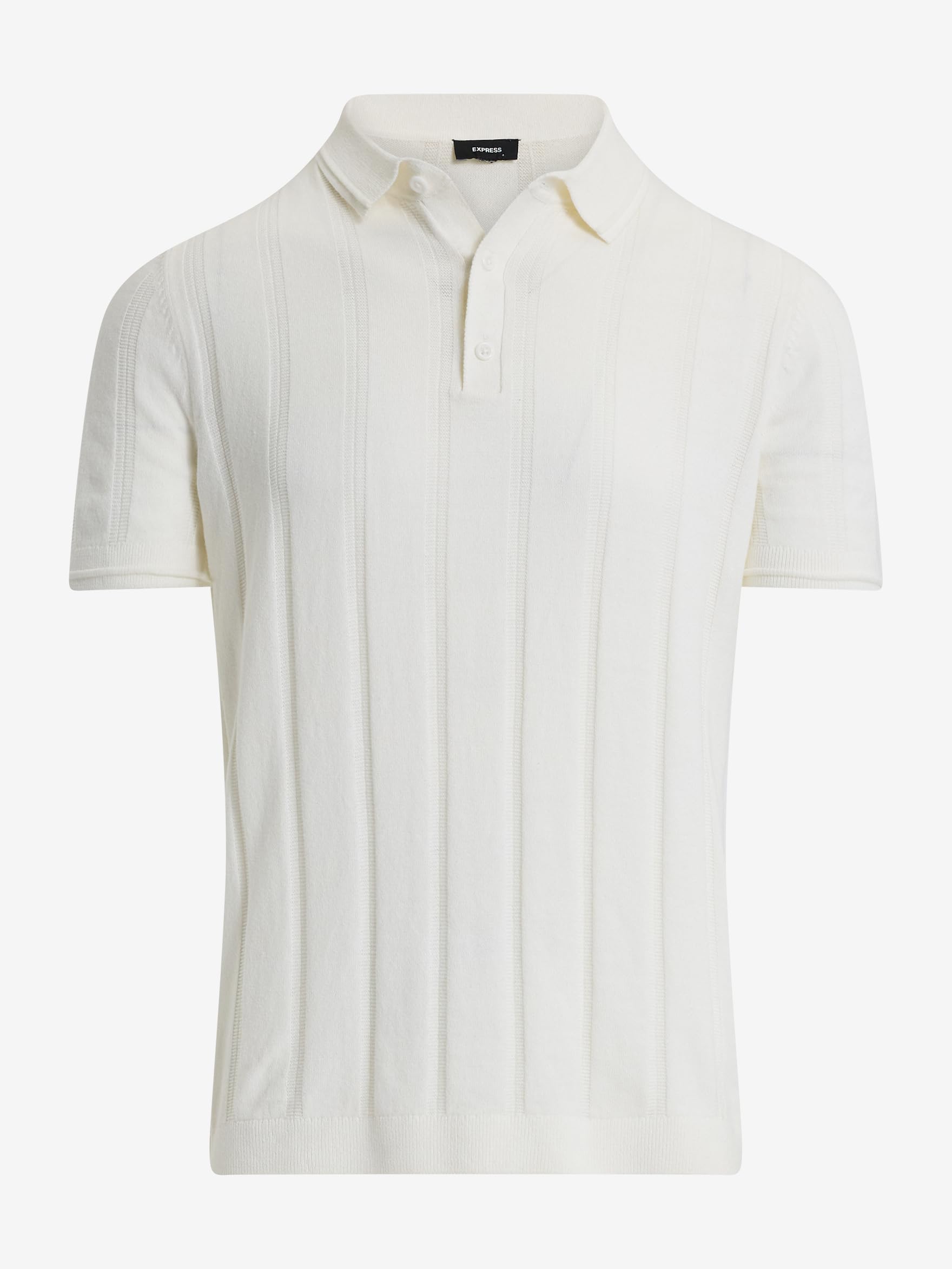 EXPRESS Men’s Cotton Sweater Polo – Ribbed Short Sleeve Knit Polo with Retro-Inspired Smart-Casual Style - Image 4