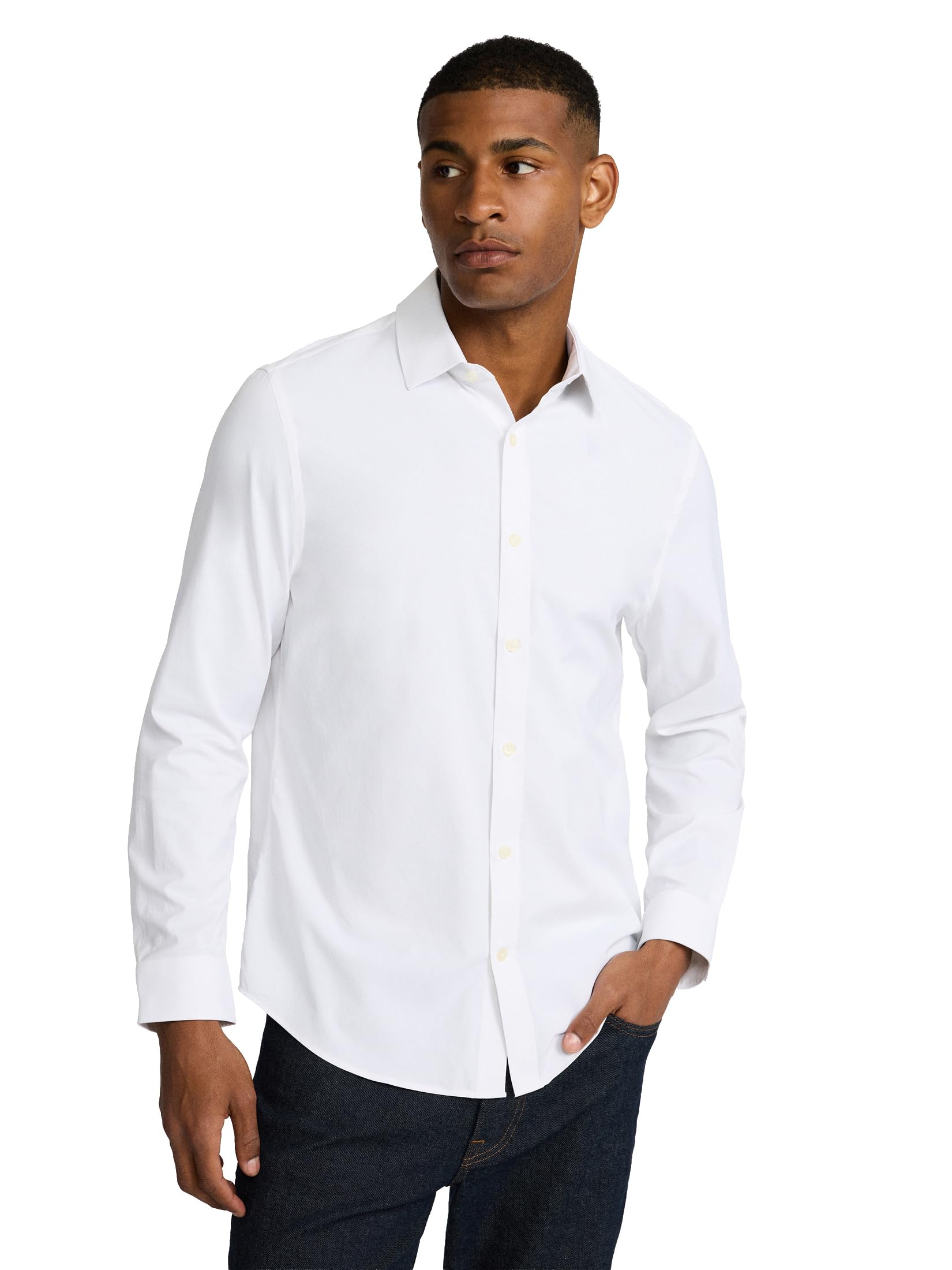 EXPRESS Men’s Everyday Performance Dress Shirt – Slim Fit Stretch Solid Button-Up, Moisture-Wicking, Wrinkle Resistant