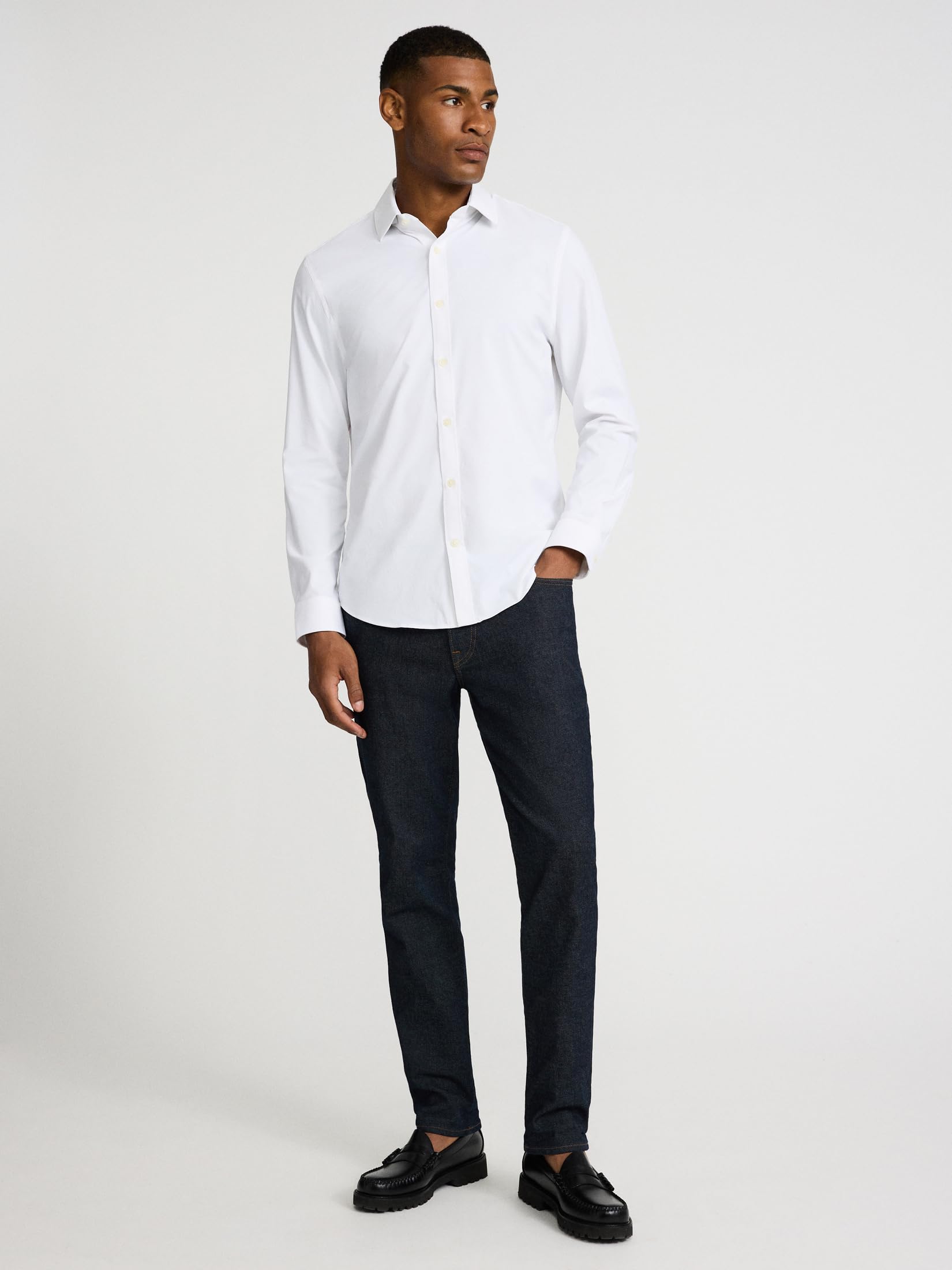 EXPRESS Men’s Everyday Performance Dress Shirt – Slim Fit Stretch Solid Button-Up, Moisture-Wicking, Wrinkle Resistant - Image 3