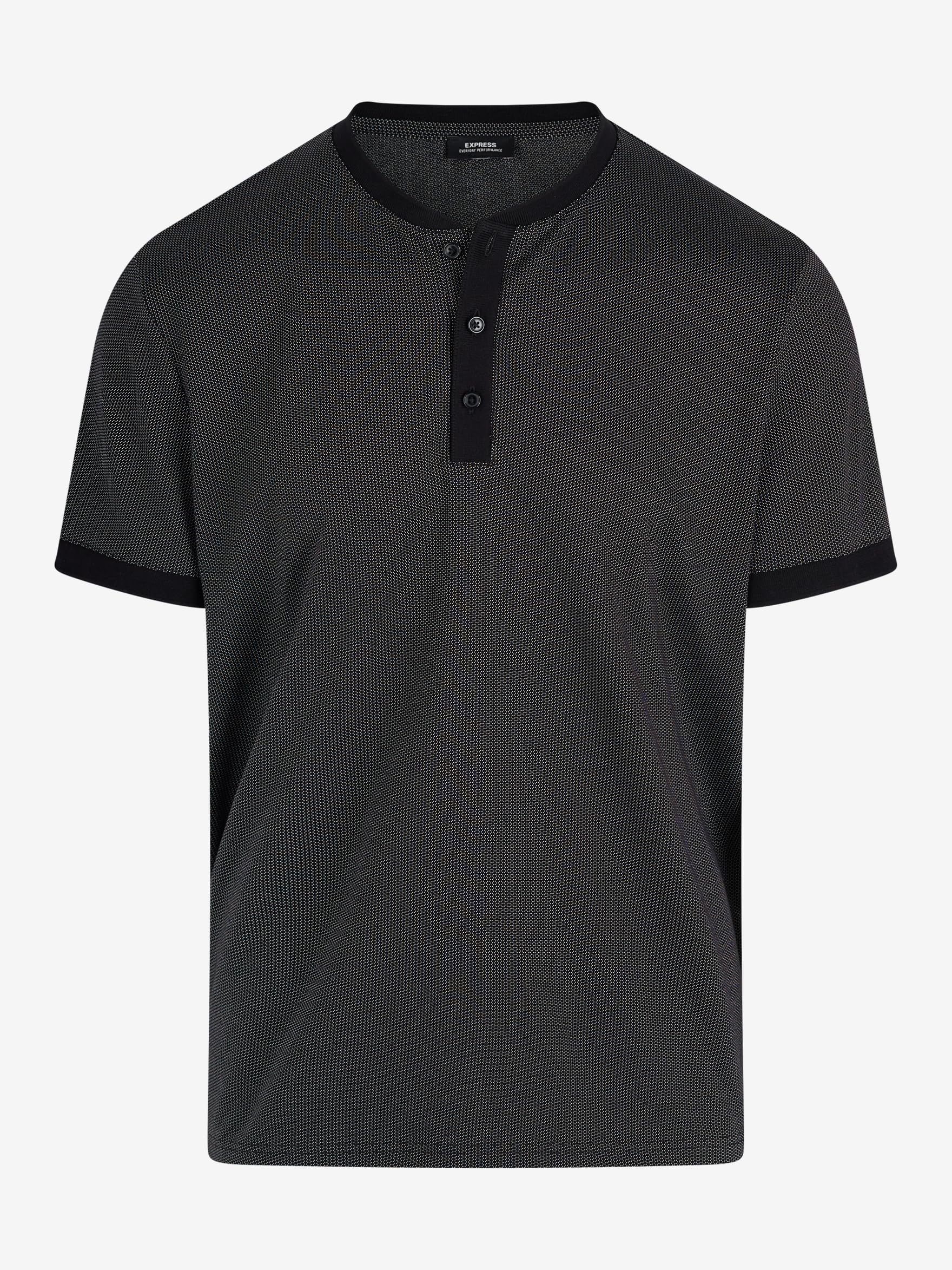 EXPRESS Men’s Everyday Performance Henley – Short Sleeve Mini-Geo Textured Knit with Moisture-Wicking Stretch Fabric - Image 6
