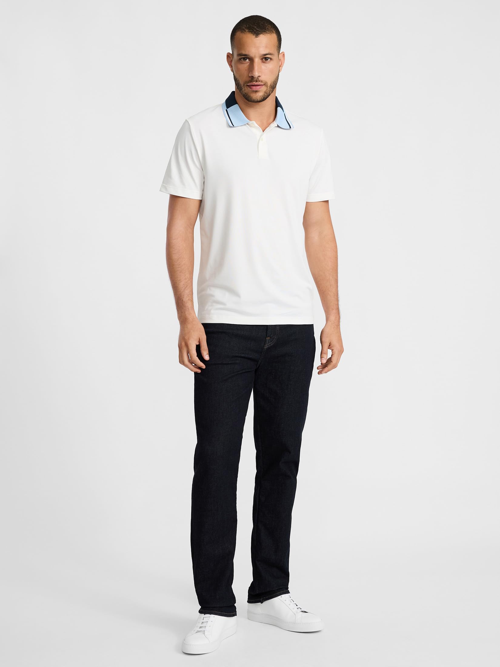 EXPRESS Men’s Everyday Performance Polo – Short Sleeve Quick-Dry Stretch Fabric with Color-Block Collar - Image 3