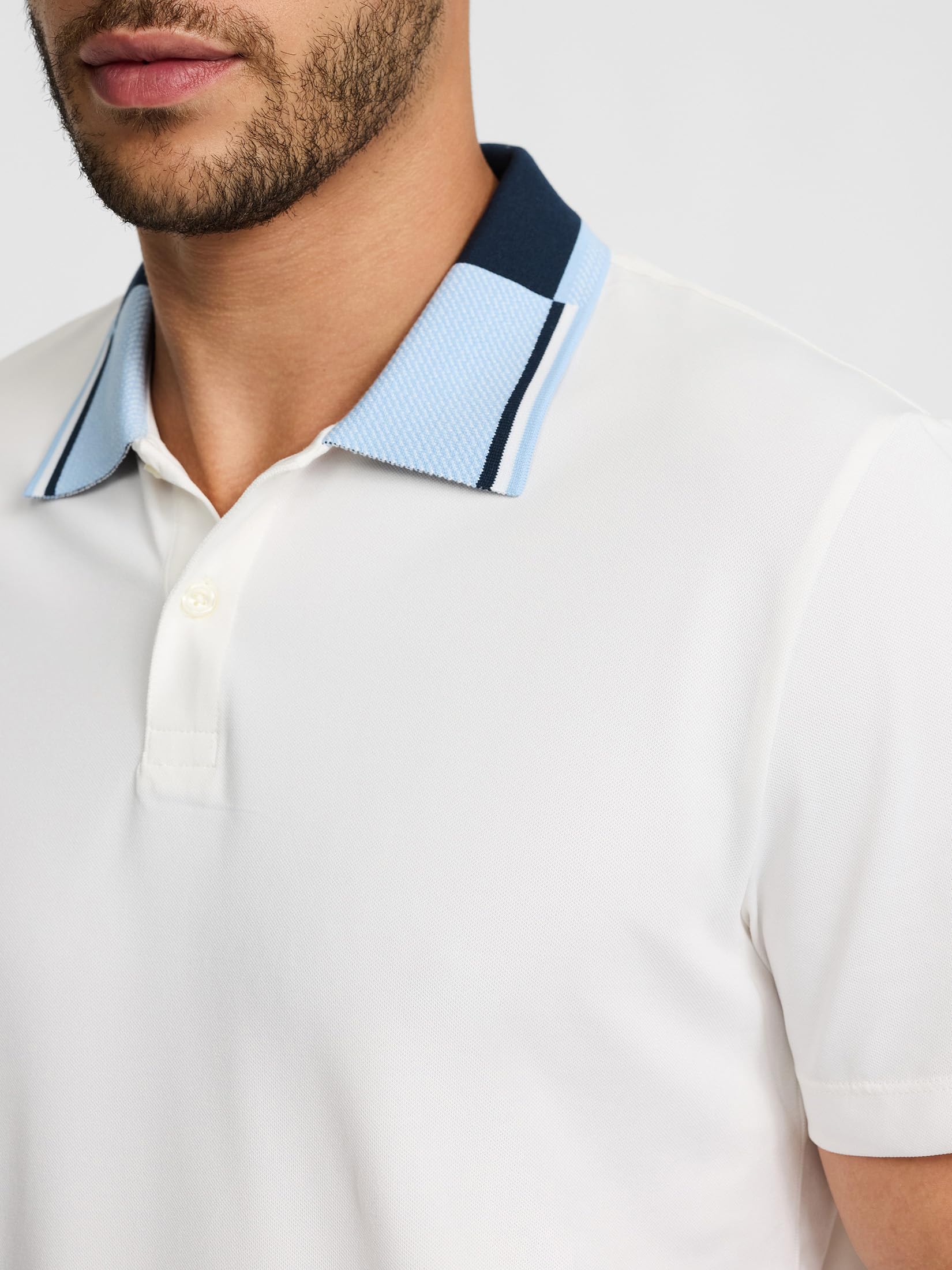 EXPRESS Men’s Everyday Performance Polo – Short Sleeve Quick-Dry Stretch Fabric with Color-Block Collar - Image 4