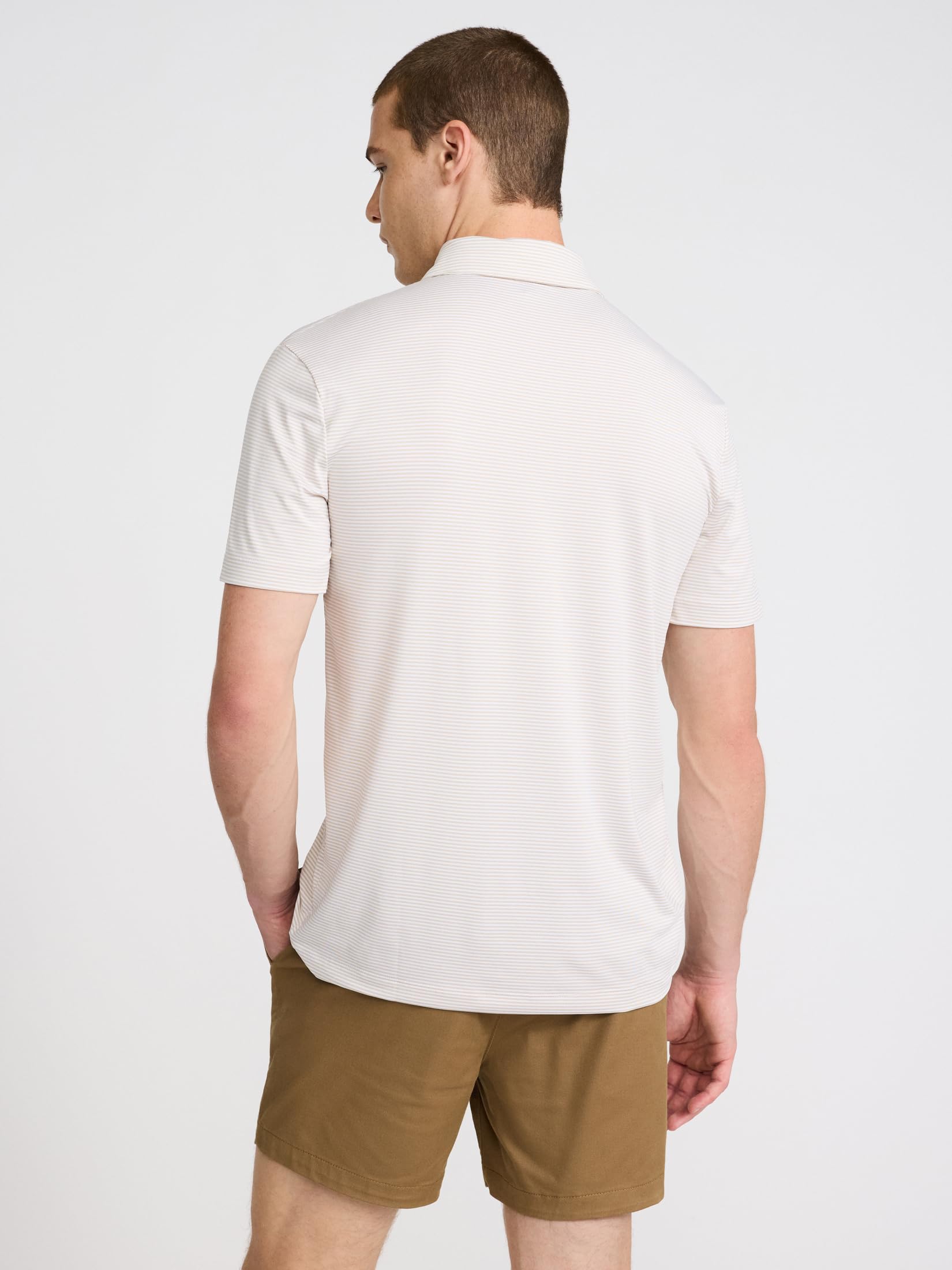 EXPRESS Men’s Everyday Performance Polo – Short Sleeve Striped Stretch Fabric with Moisture-Wicking Comfort - Image 2