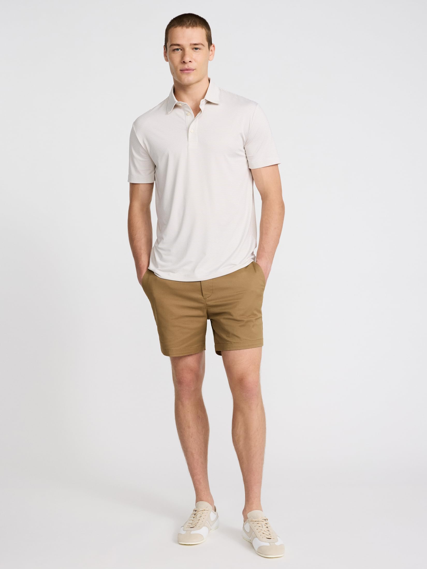 EXPRESS Men’s Everyday Performance Polo – Short Sleeve Striped Stretch Fabric with Moisture-Wicking Comfort - Image 3