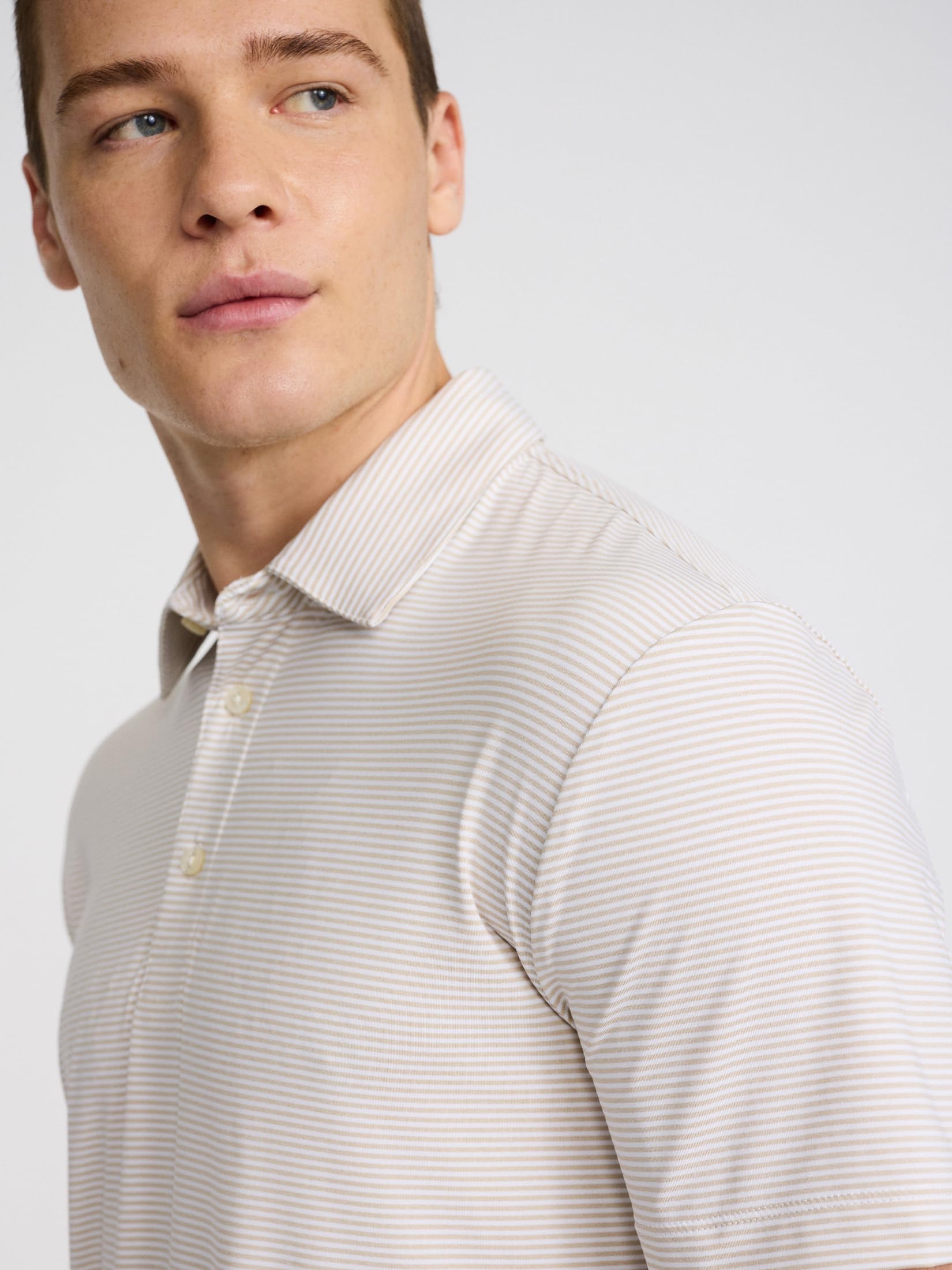 EXPRESS Men’s Everyday Performance Polo – Short Sleeve Striped Stretch Fabric with Moisture-Wicking Comfort - Image 4