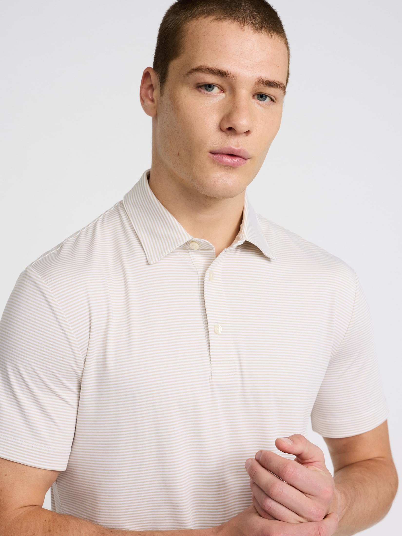 EXPRESS Men’s Everyday Performance Polo – Short Sleeve Striped Stretch Fabric with Moisture-Wicking Comfort - Image 5