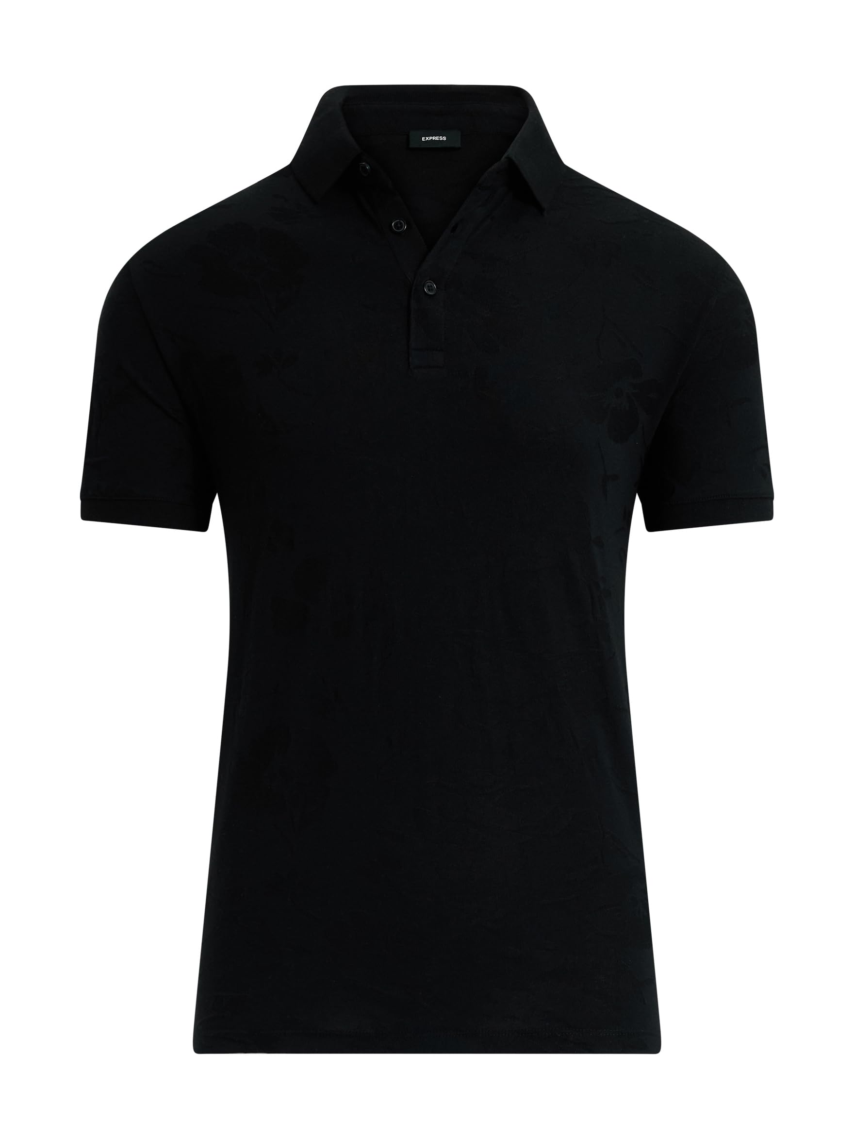 EXPRESS Men’s Floral Jacquard Polo – Short Sleeve Textured Cotton Blend Shirt for Casual, Golf Wear – White - Image 5