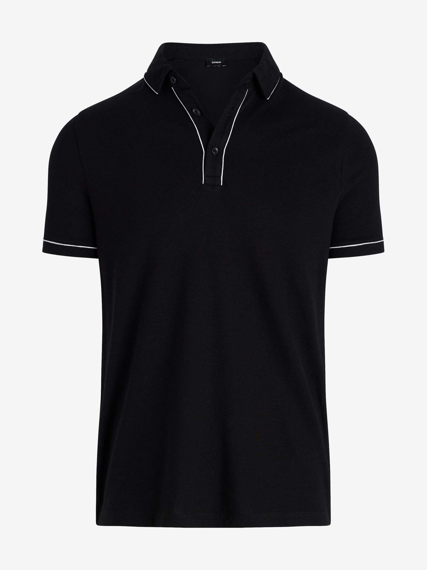 EXPRESS Men’s Luxe Pique Polo – Short Sleeve Soft Cotton Blend Shirt with Piped Collar and Tennis Tail Hem - Image 4