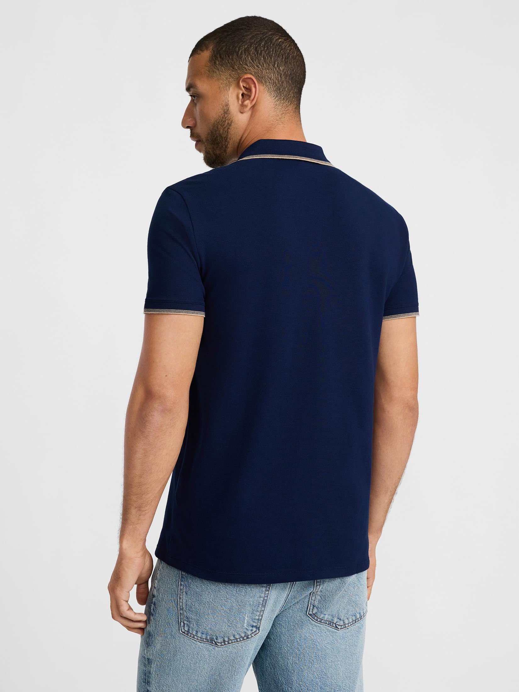 EXPRESS Men’s Luxe Pique Polo – Tipped Johnny Collar Shirt with Soft, Elevated Casual Style - Image 2