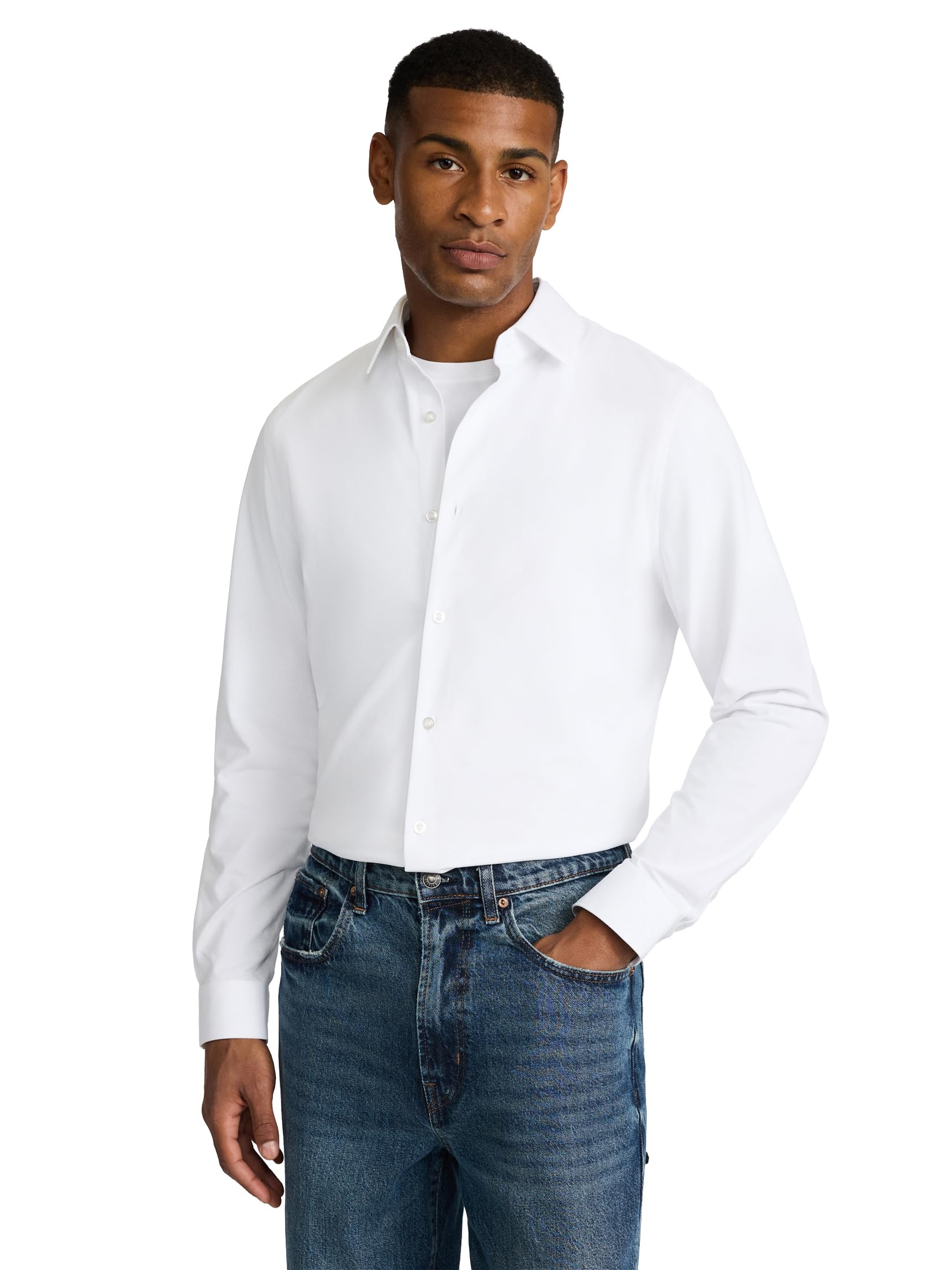 EXPRESS Men’s Modern Tech 1MX Dress Shirt – Slim Fit Stretch Fabric with Moisture-Wicking and Wrinkle-Resistant Performance