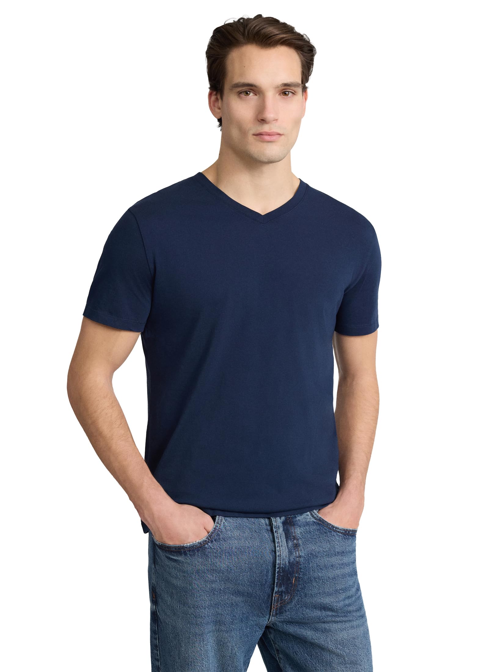 EXPRESS Men’s Pima Cotton Tee – Short Sleeve V-Neck, Ultra-Soft Premium Knit
