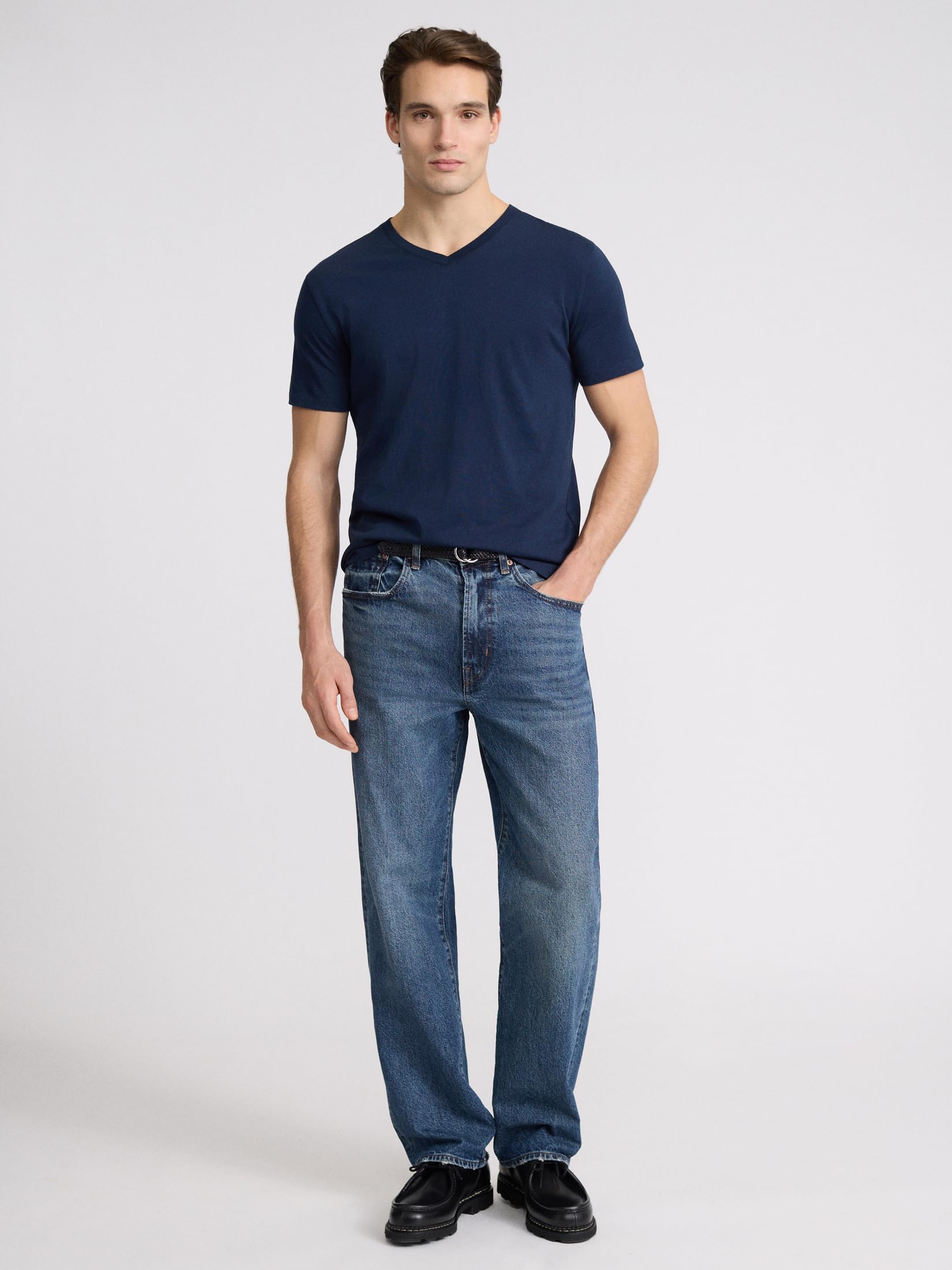 EXPRESS Men’s Pima Cotton Tee – Short Sleeve V-Neck, Ultra-Soft Premium Knit - Image 3