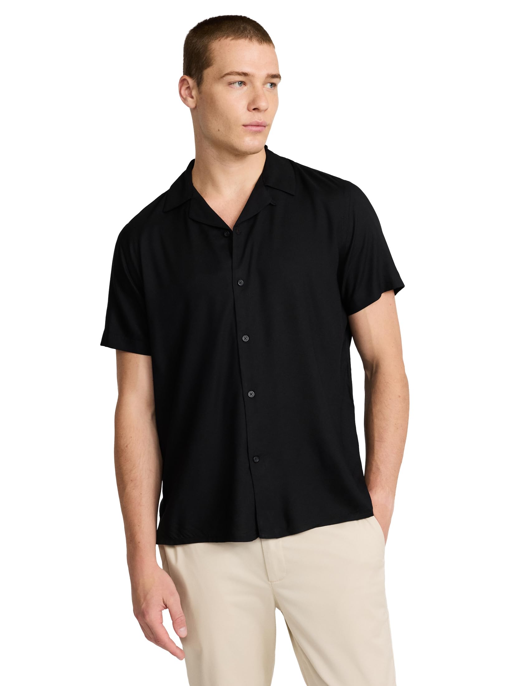 EXPRESS Men’s Rayon Button-Up Shirt – Short Sleeve Lightweight Casual Dress Shirt for Work or Weekend Wear