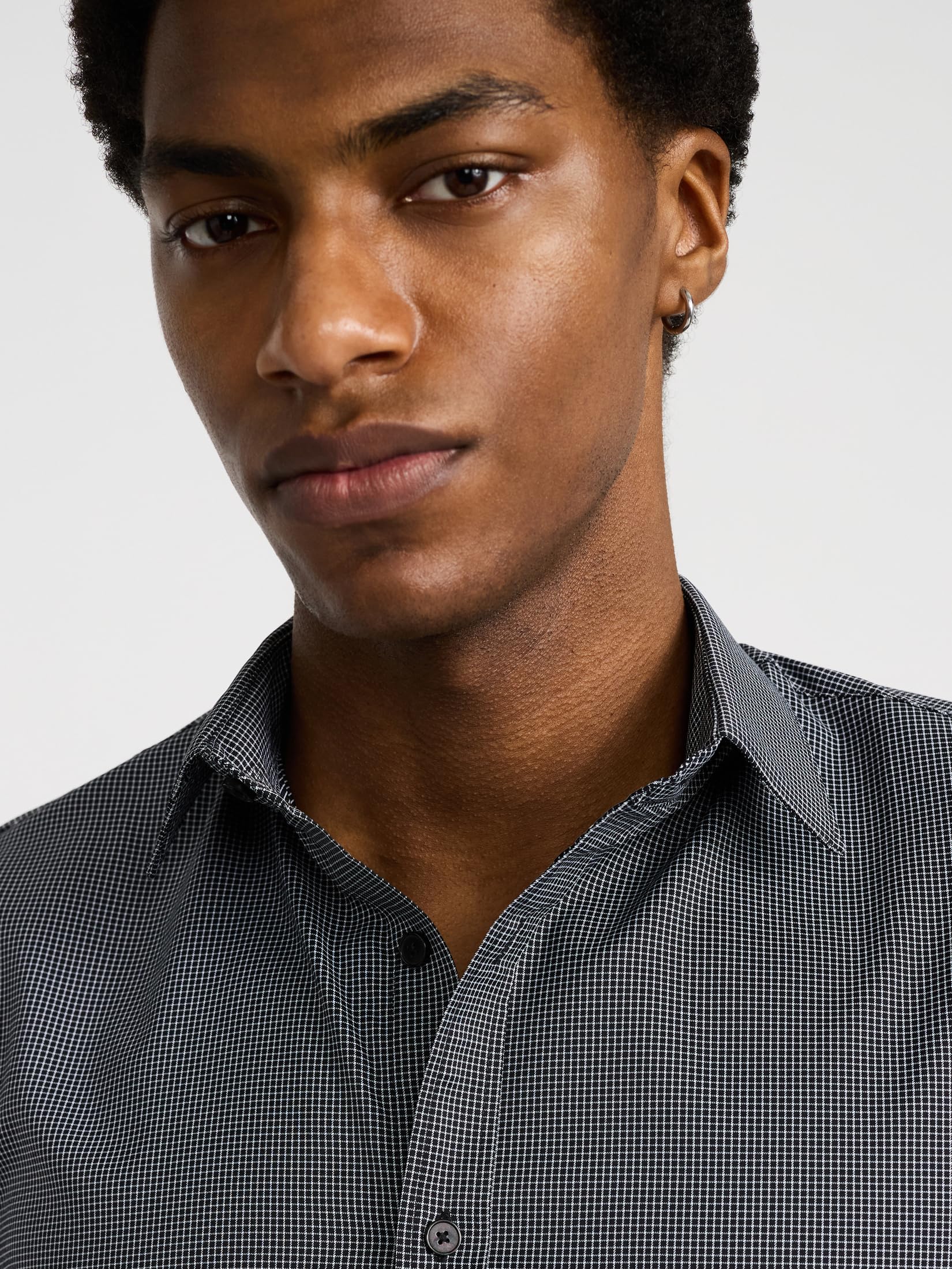 EXPRESS Men's Slim Long Sleeve Everyday Performance Dress Shirt - Mini Check - Image 4