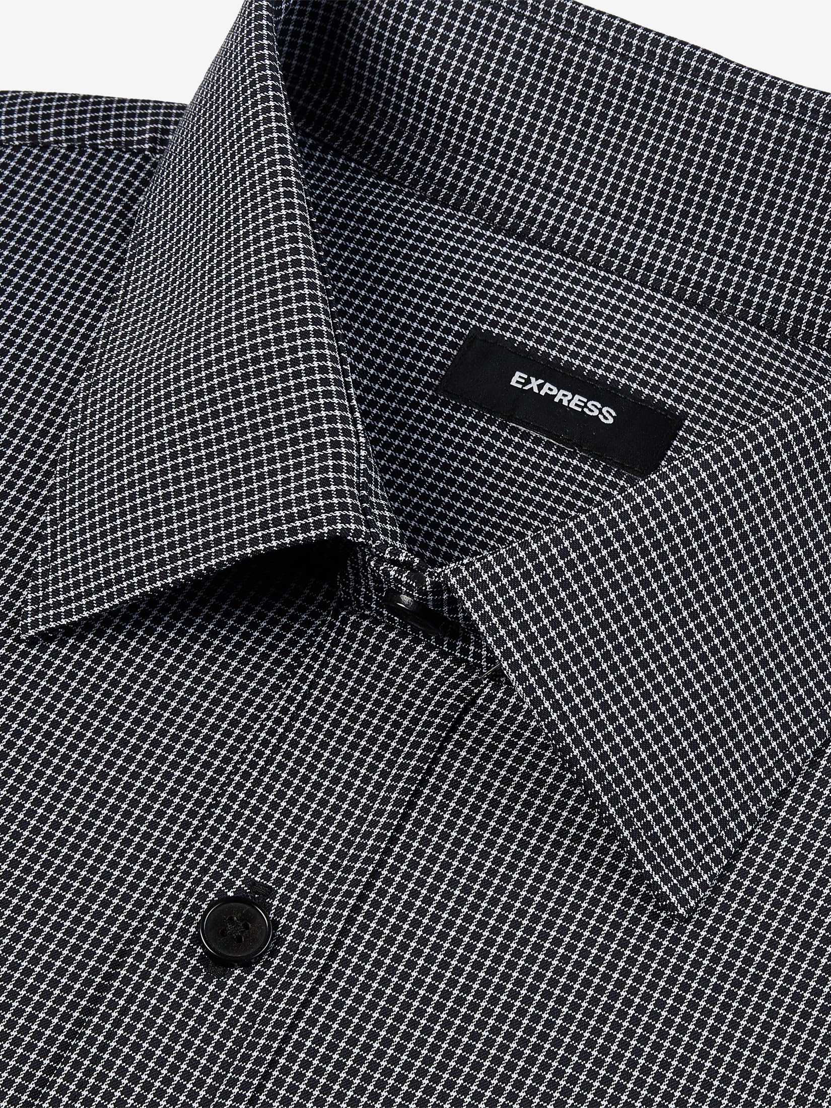 EXPRESS Men's Slim Long Sleeve Everyday Performance Dress Shirt - Mini Check - Image 6