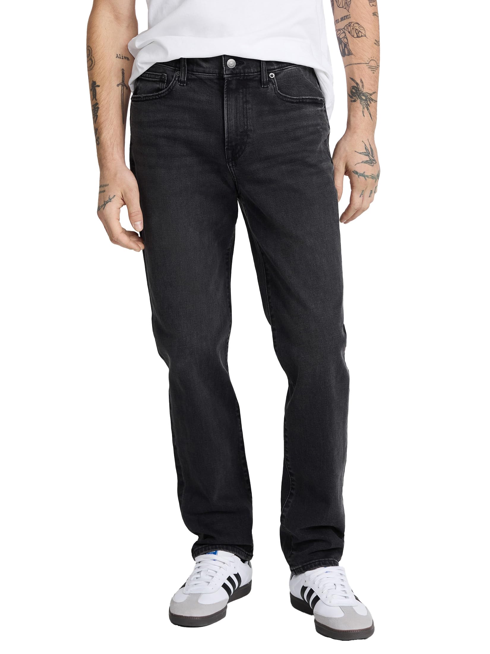 EXPRESS Men’s Slim-Straight Stretch Jeans – Flex Denim with Comfortable Fit and Durable Construction – Black Wash