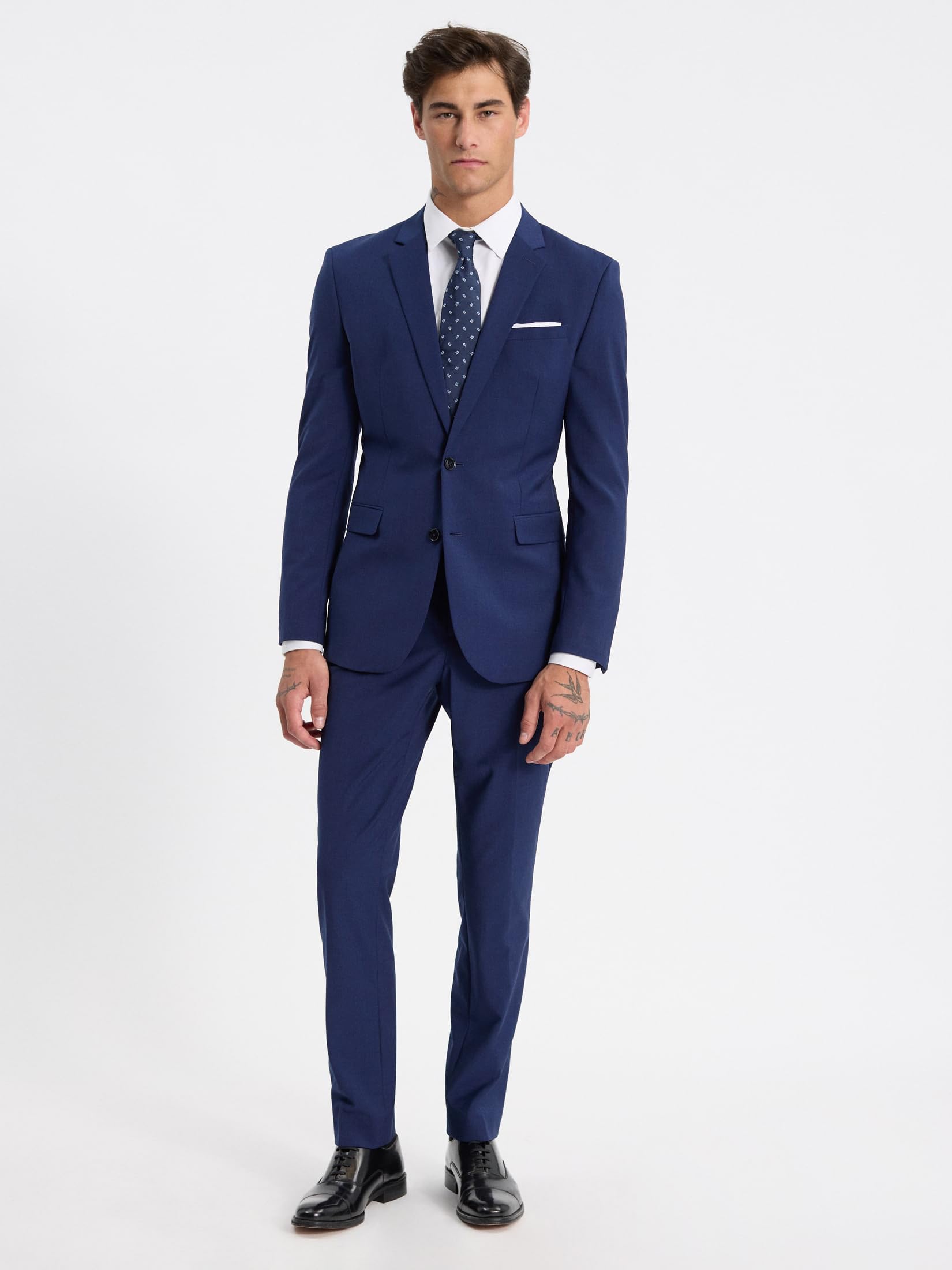 EXPRESS Men's Slim Washable Modern Tech Suit Pant - Blue - Image 4