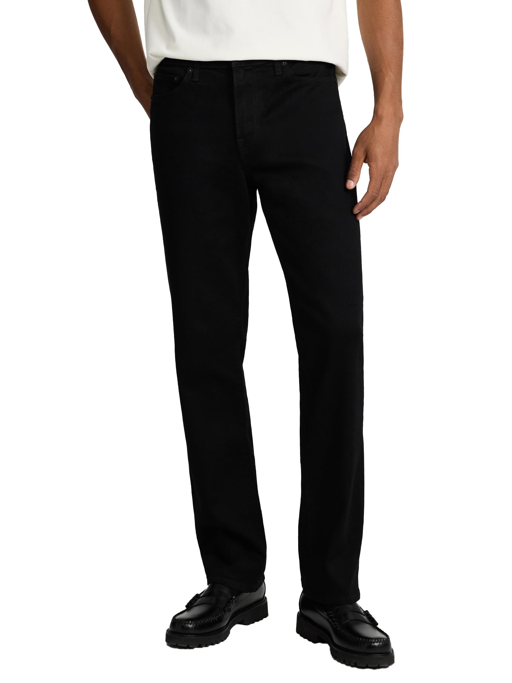 EXPRESS Men’s Straight-Leg Hyper Stretch Jeans – Classic Fit Flex Denim with 5-Pocket Design and All-Day Comfort – Black