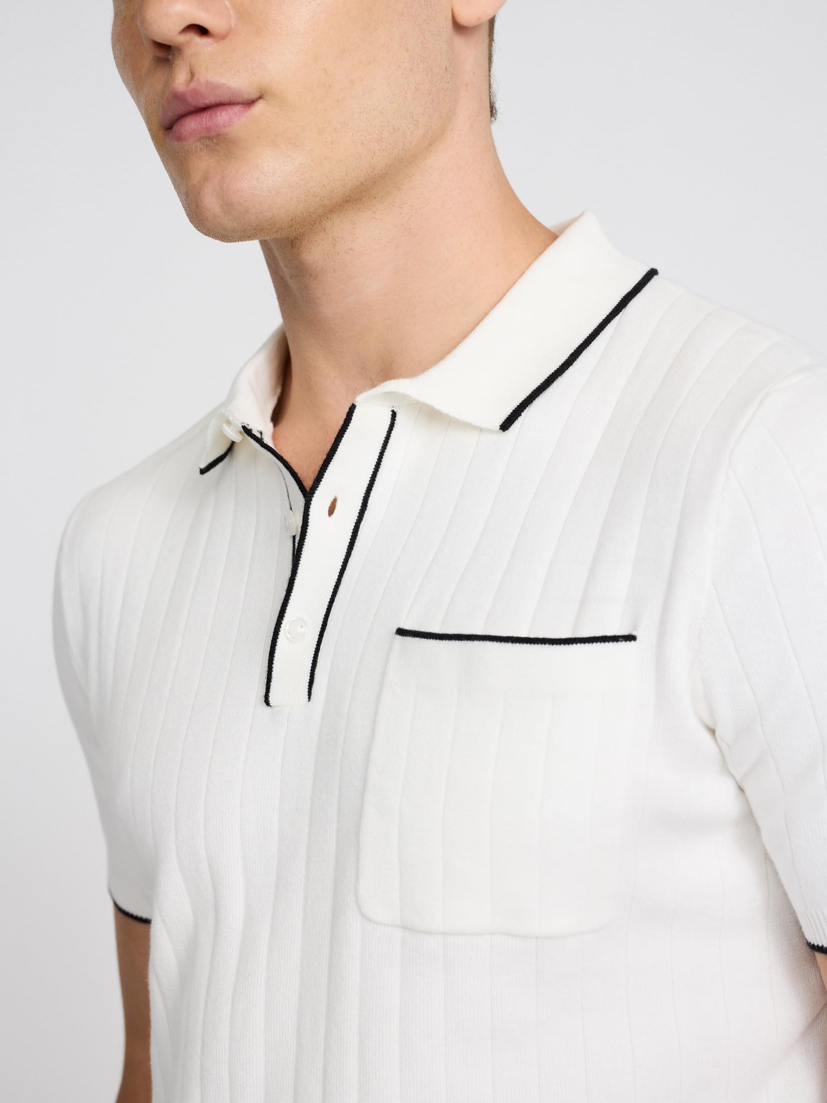 EXPRESS Men’s Sweater Polo – Modern Prep Short Sleeve Cotton Knit with Tipped Collar, Casual Workwear - Image 5