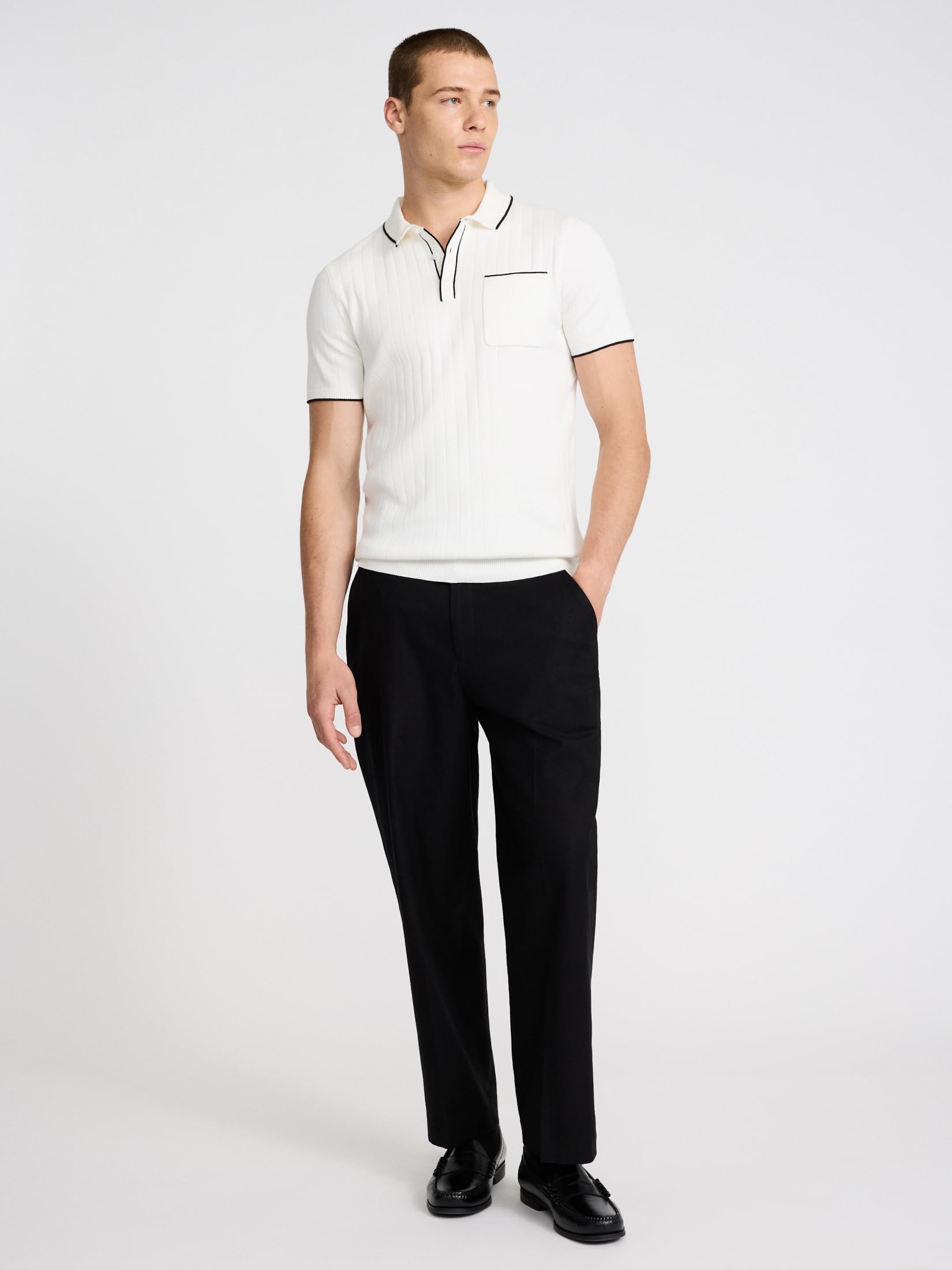 EXPRESS Men’s Sweater Polo – Modern Prep Short Sleeve Cotton Knit with Tipped Collar, Casual Workwear - Image 6