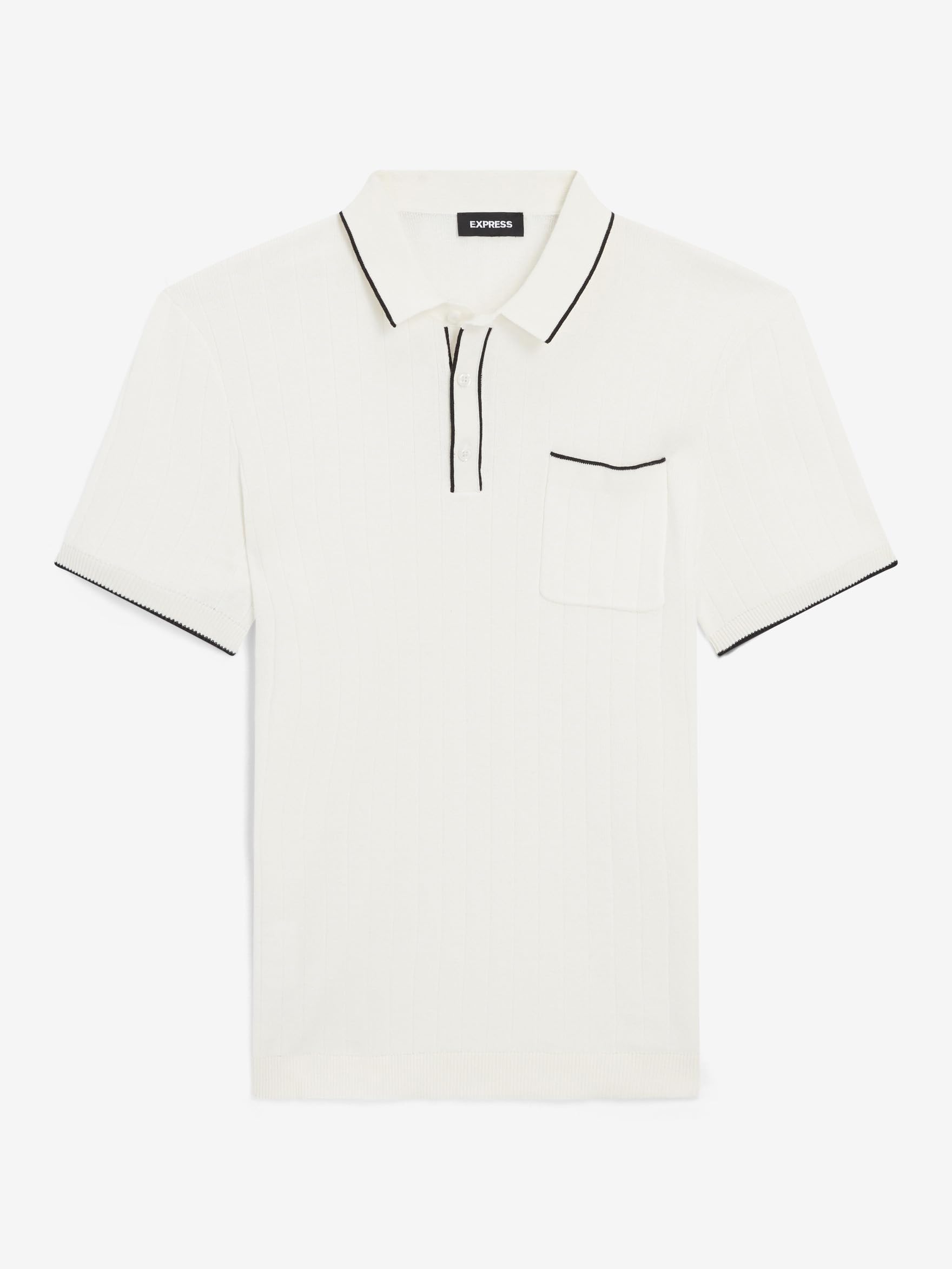 EXPRESS Men’s Sweater Polo – Modern Prep Short Sleeve Cotton Knit with Tipped Collar, Casual Workwear - Image 7