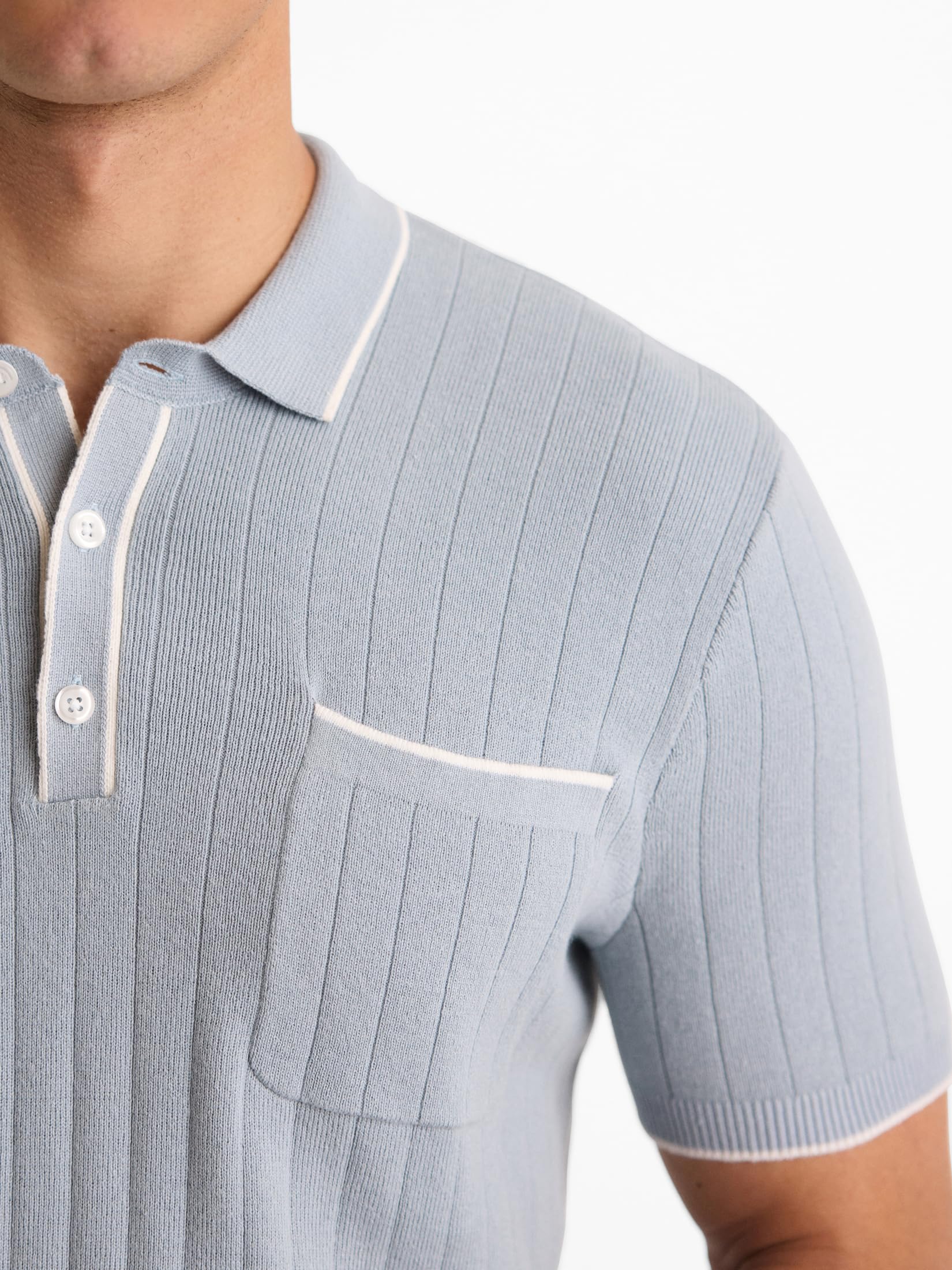 EXPRESS Men’s Sweater Polo – Modern Prep Short Sleeve Cotton Knit with Tipped Collar, Casual Workwear - Image 3