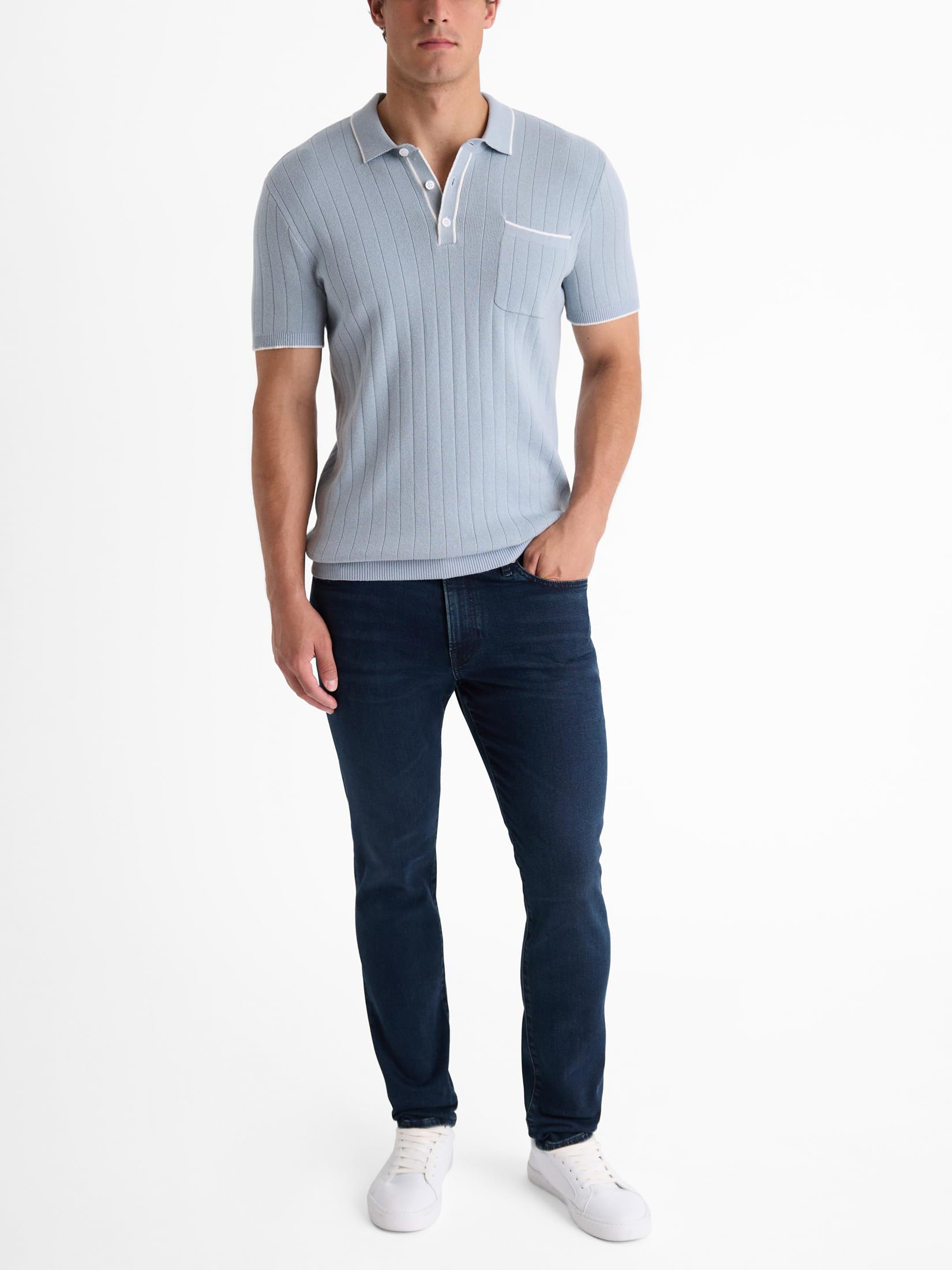 EXPRESS Men’s Sweater Polo – Modern Prep Short Sleeve Cotton Knit with Tipped Collar, Casual Workwear - Image 4