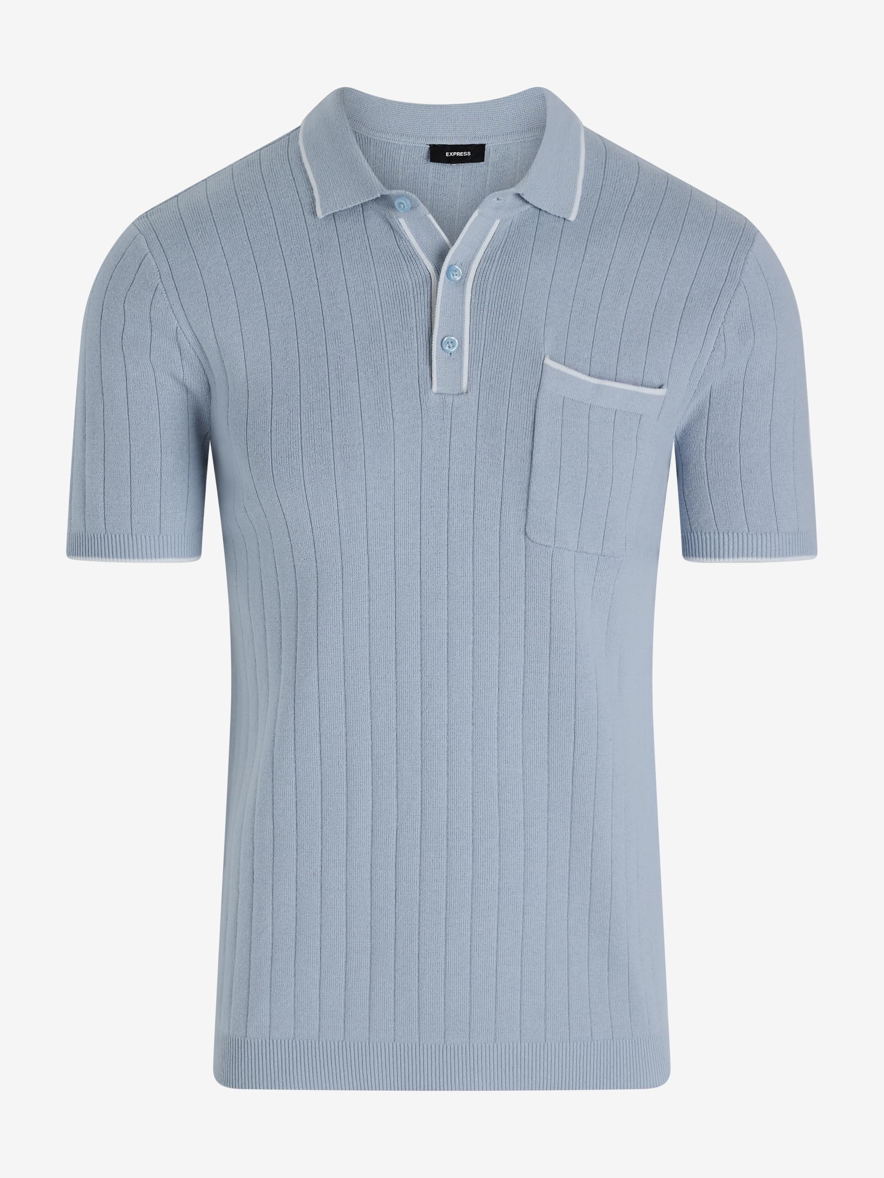 EXPRESS Men’s Sweater Polo – Modern Prep Short Sleeve Cotton Knit with Tipped Collar, Casual Workwear - Image 5
