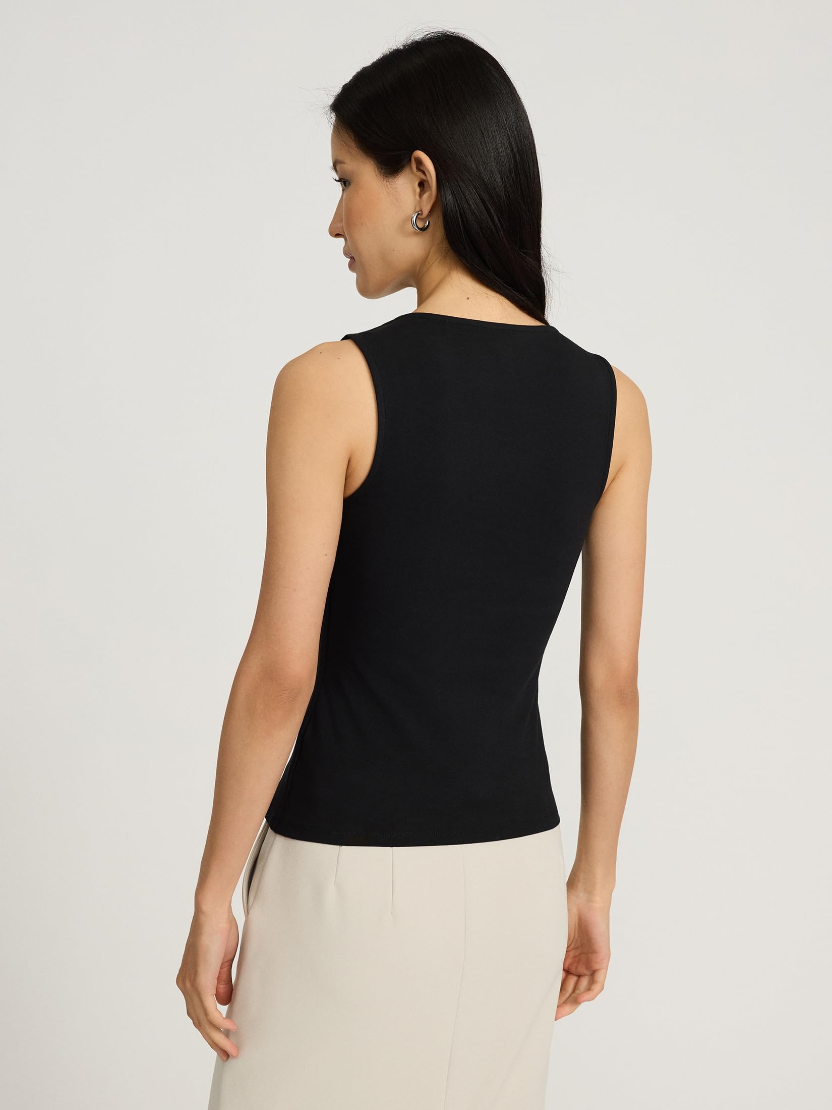 EXPRESS Women's Body Contour Light Compression Stretch Cotton Square Neck Tank - Image 4