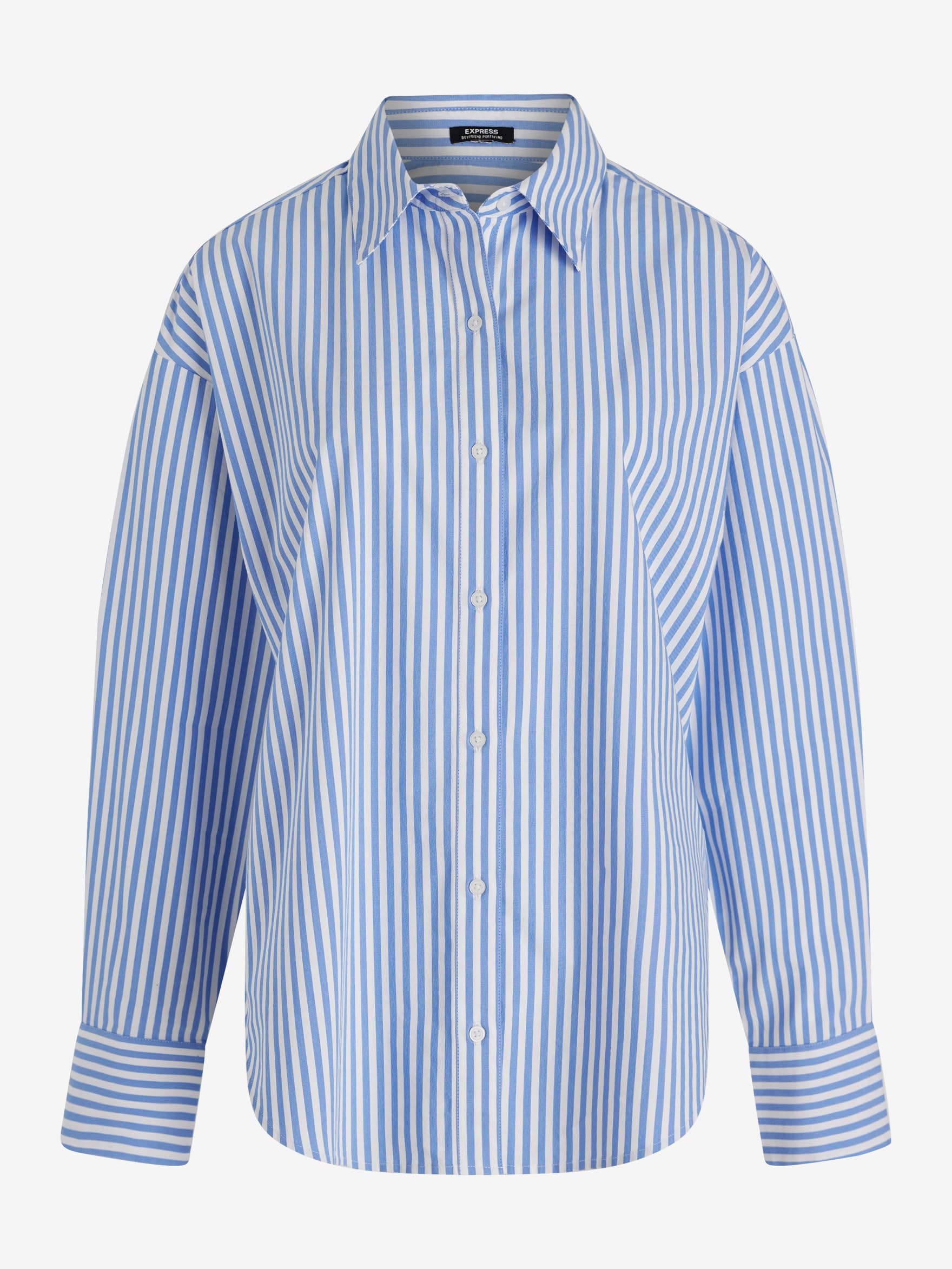 EXPRESS Women’s Boyfriend Fit Portofino Shirt – Cotton Poplin Long Sleeve Button-Up, Lightweight Office-to-Weekend Top - Image 4