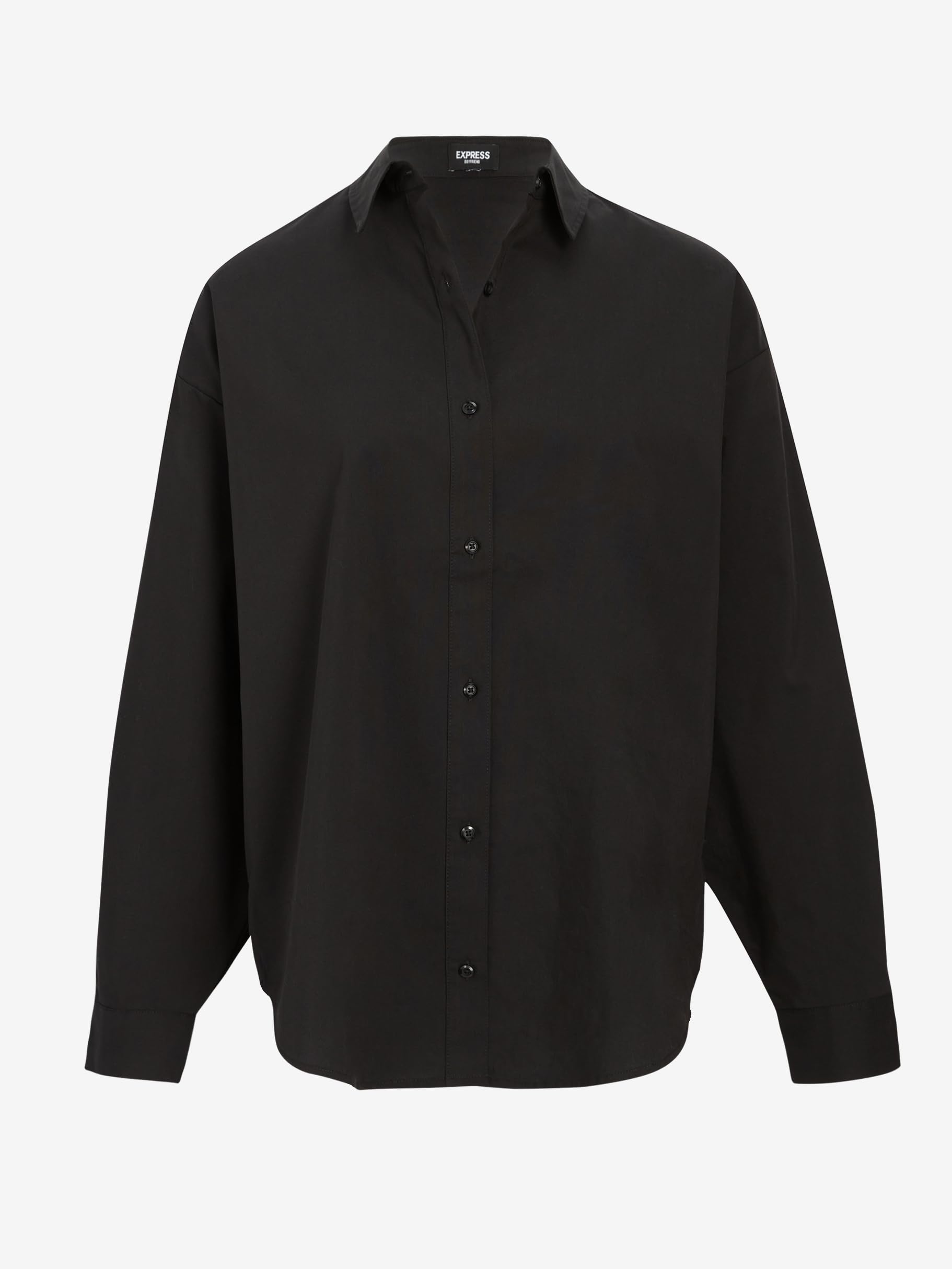 EXPRESS Women’s Boyfriend Fit Portofino Shirt – Cotton Poplin Long Sleeve Button-Up, Lightweight Office-to-Weekend Top - Image 4