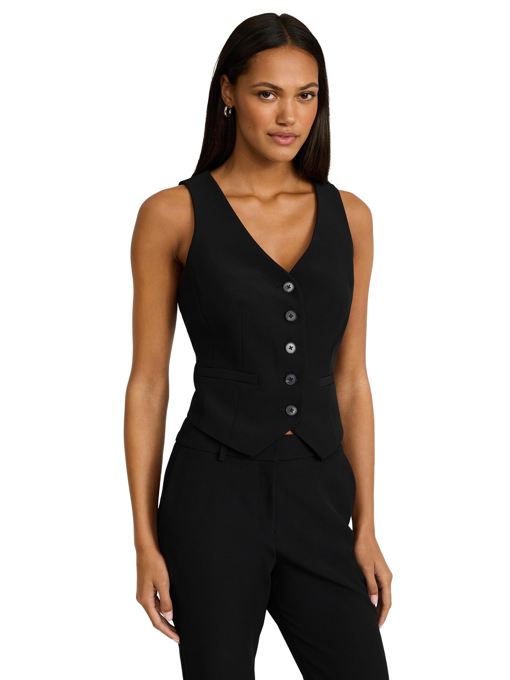 EXPRESS Women’s Editor Blazer Vest – Five-Button Sleeveless Jacket in Studio Stretch Twill with Tailored Fit