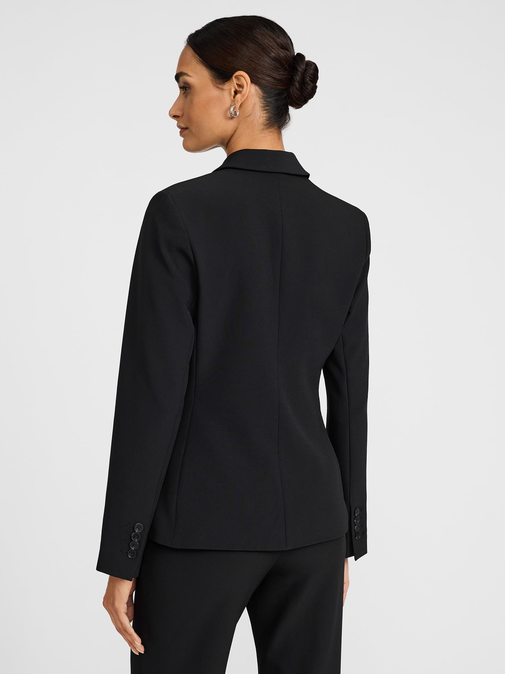 EXPRESS Women's Editor Fitted One Button Blazer, Studio Stretch Twill - Black - Image 2