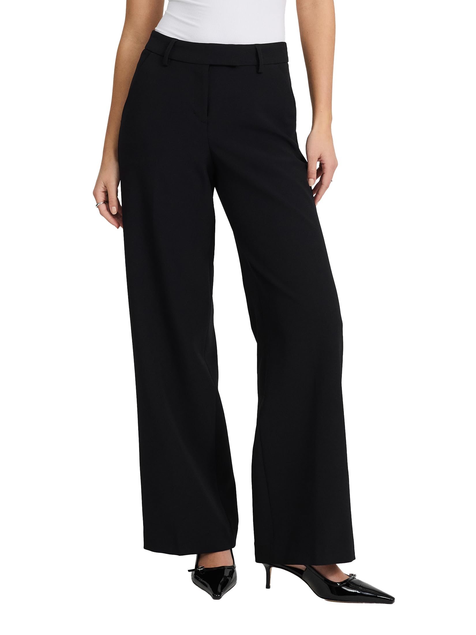 EXPRESS Women’s Editor Pants – Mid Rise Relaxed Straight Trouser with Stretch Fabric and Office-Ready Polished Fit