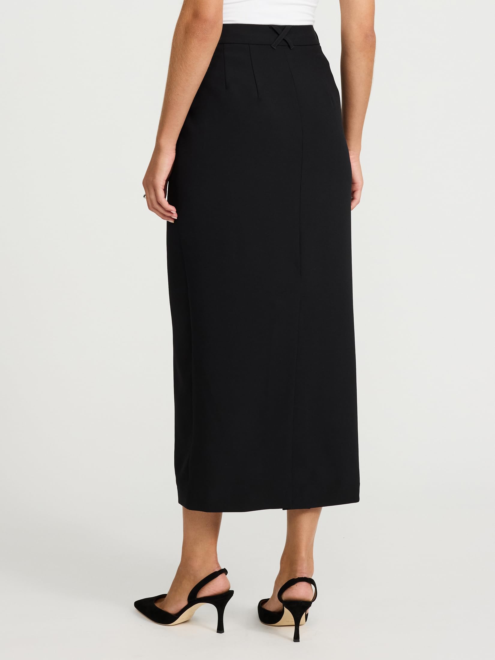 EXPRESS Women’s Editor Skirt – High Waisted Stretch Maxi Column, Desk-to-Dinner Work Skirt Pitch Black - Image 3