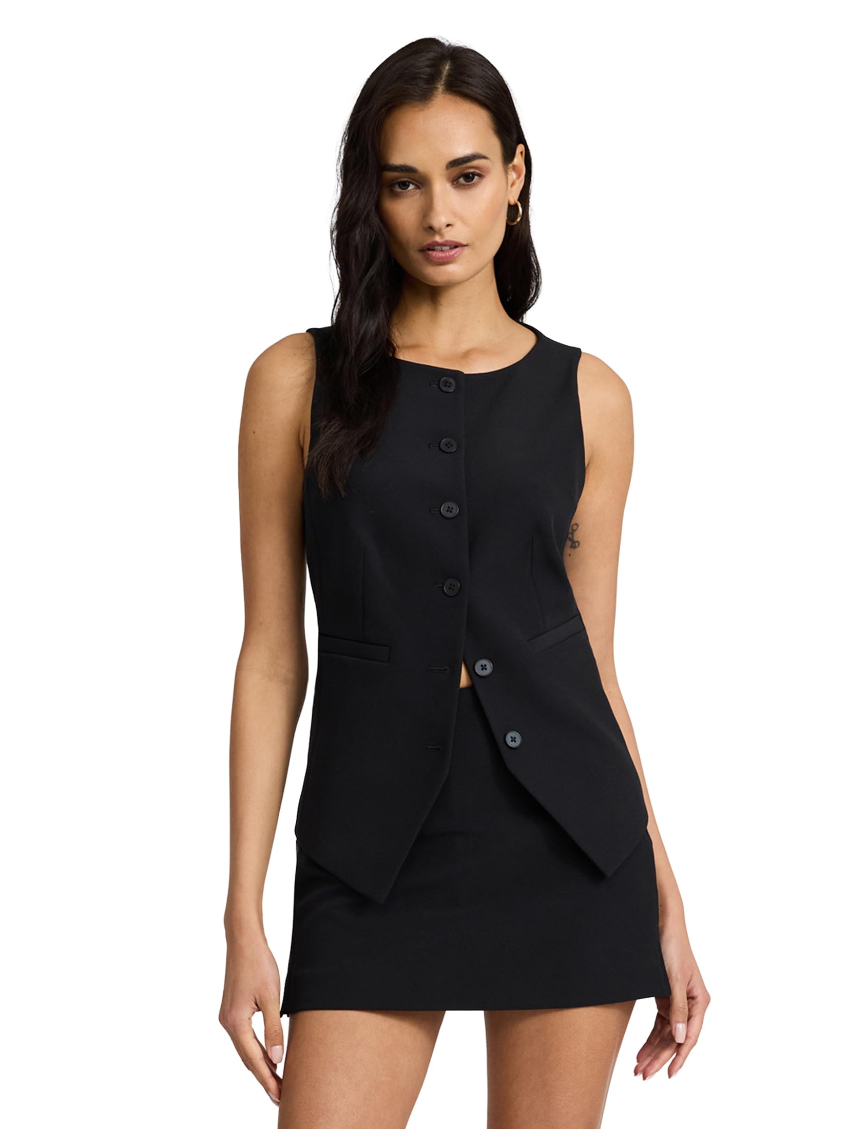 EXPRESS Women’s Editor Skort – Super High Waisted Stretch Mini with Hidden Shorts, Work-to-Weekend – Black