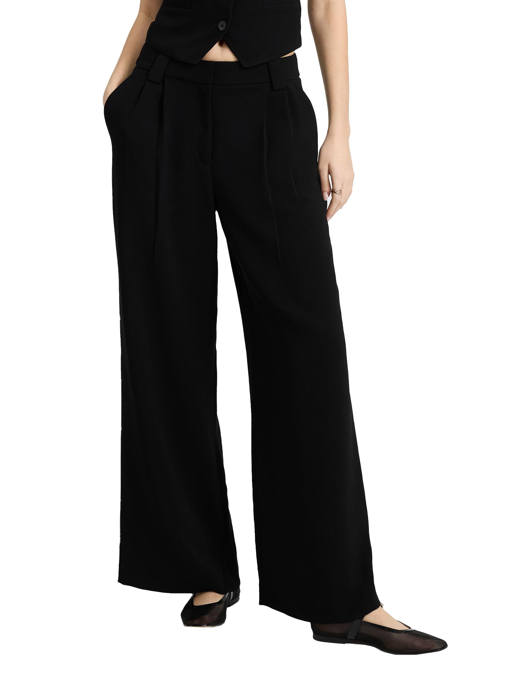 EXPRESS Women’s High Waisted Relaxed Fit Trousers – Tailored Wide-Leg Dress Pants with Polished Look for Work, Events