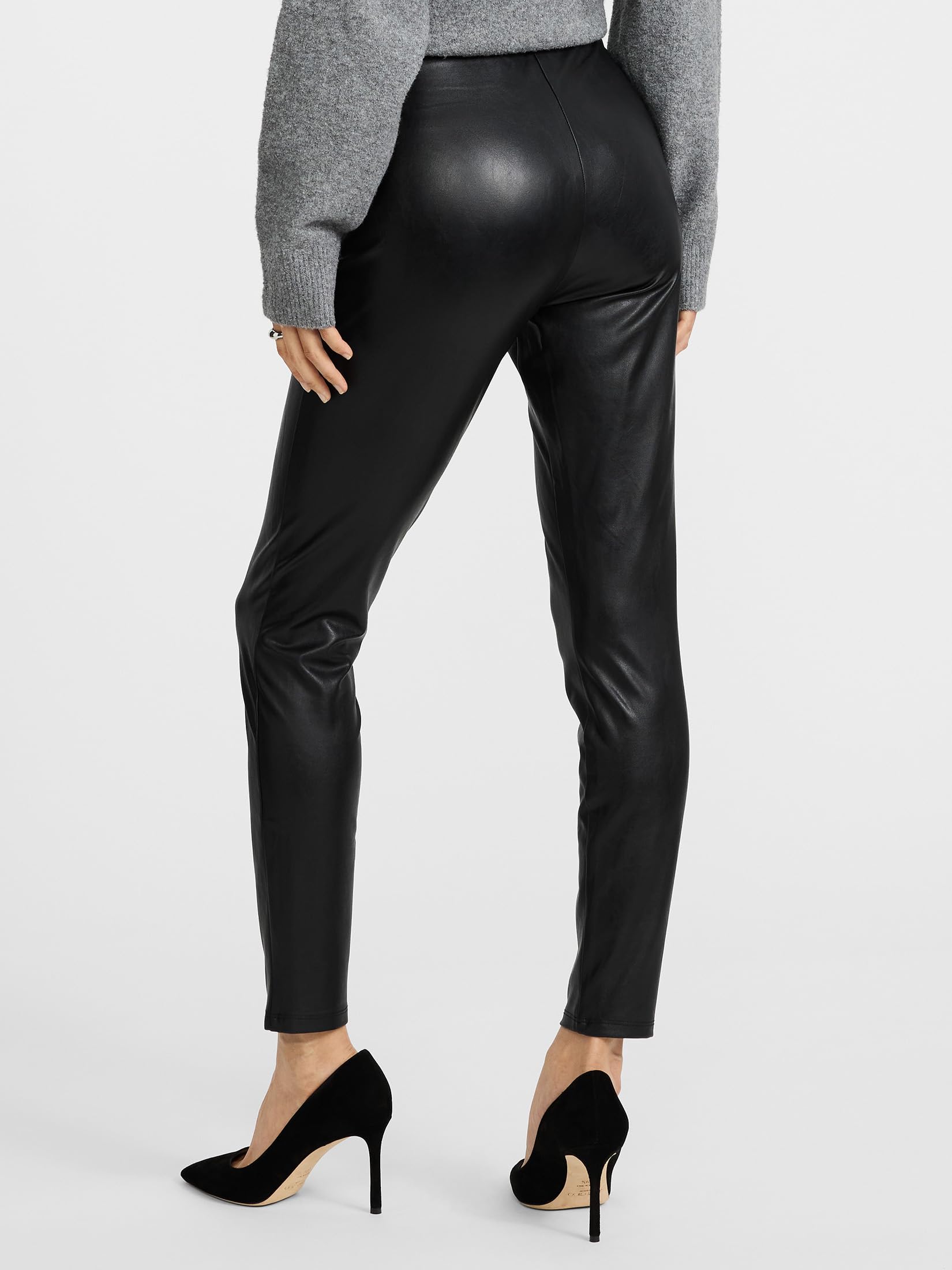 EXPRESS Women’s Leather Legging – High Rise Faux Leather Style with Front Seam Detail and Stretch Fit - Image 2
