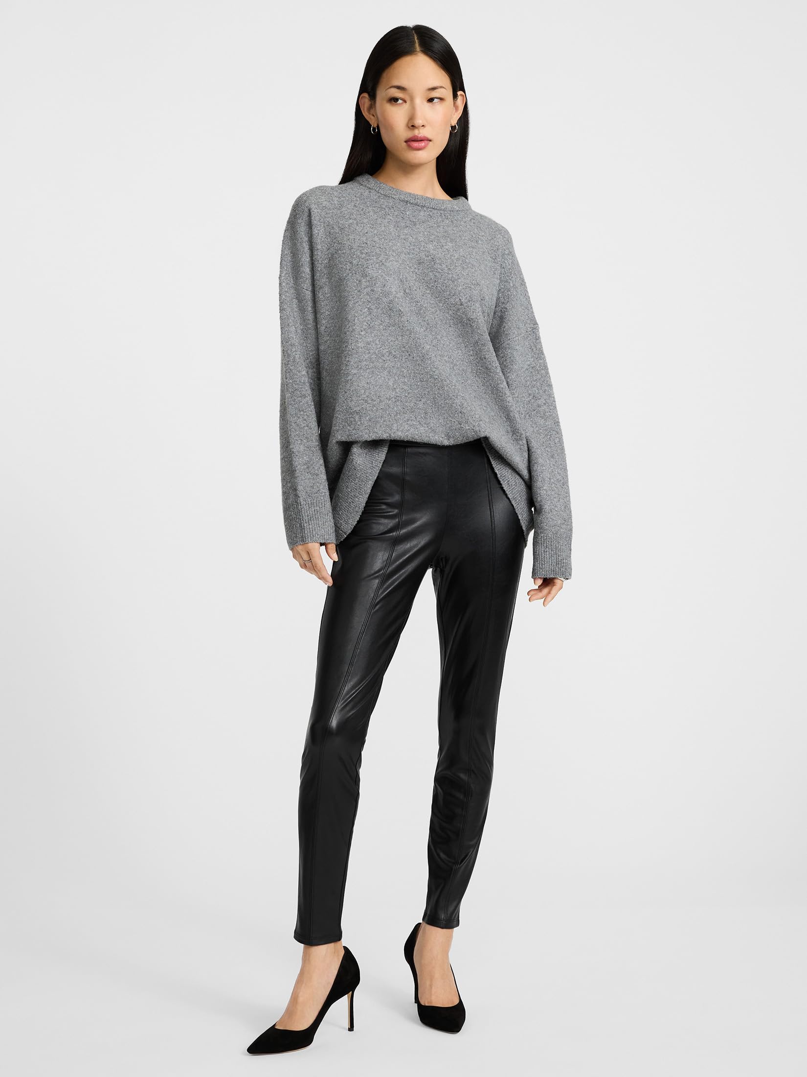 EXPRESS Women’s Leather Legging – High Rise Faux Leather Style with Front Seam Detail and Stretch Fit - Image 3