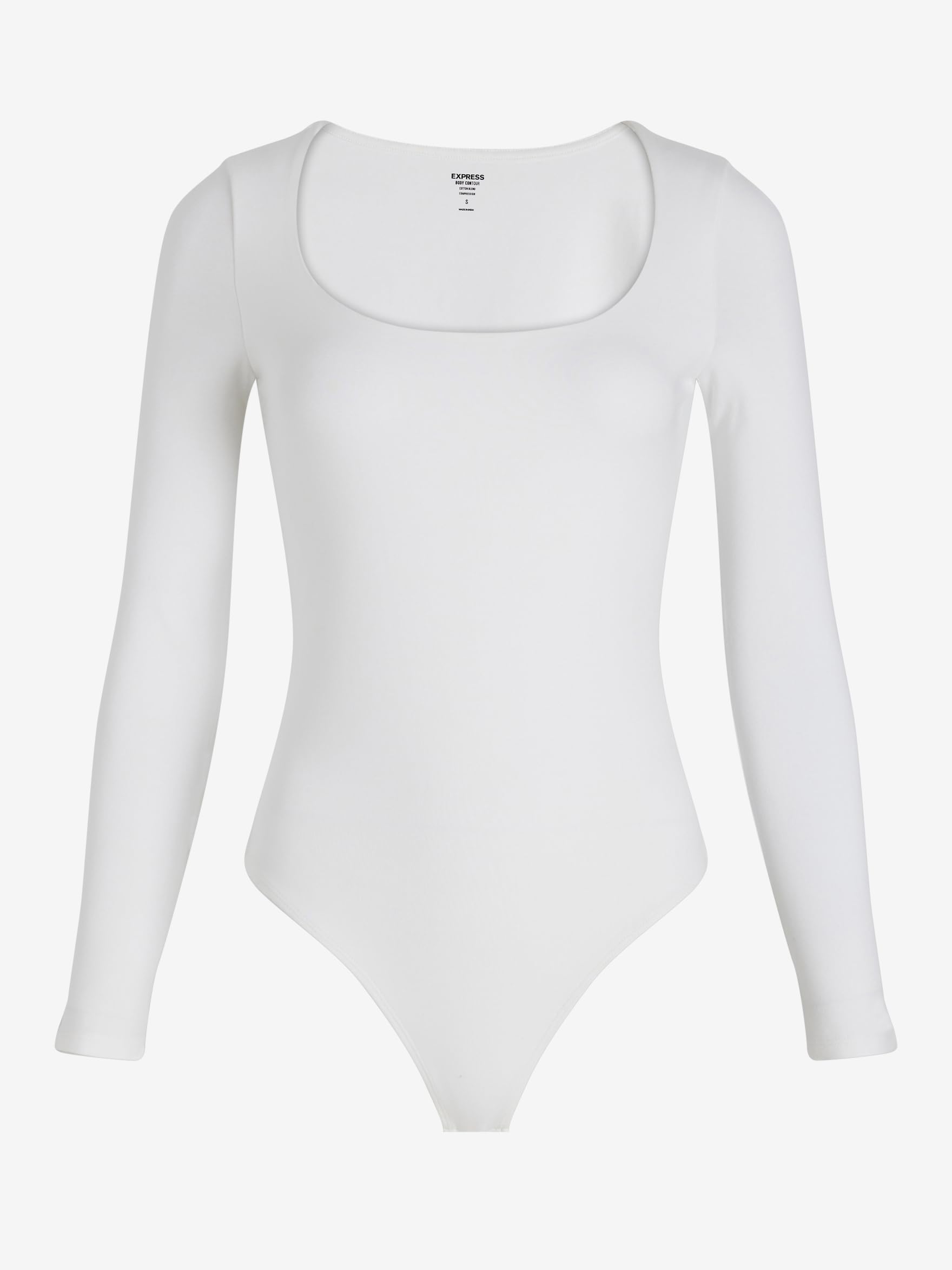 EXPRESS Women’s Long Sleeve Body Contour Bodysuit – Cotton Scoop Neck, Stretch Fit, Snap Closure - Image 4