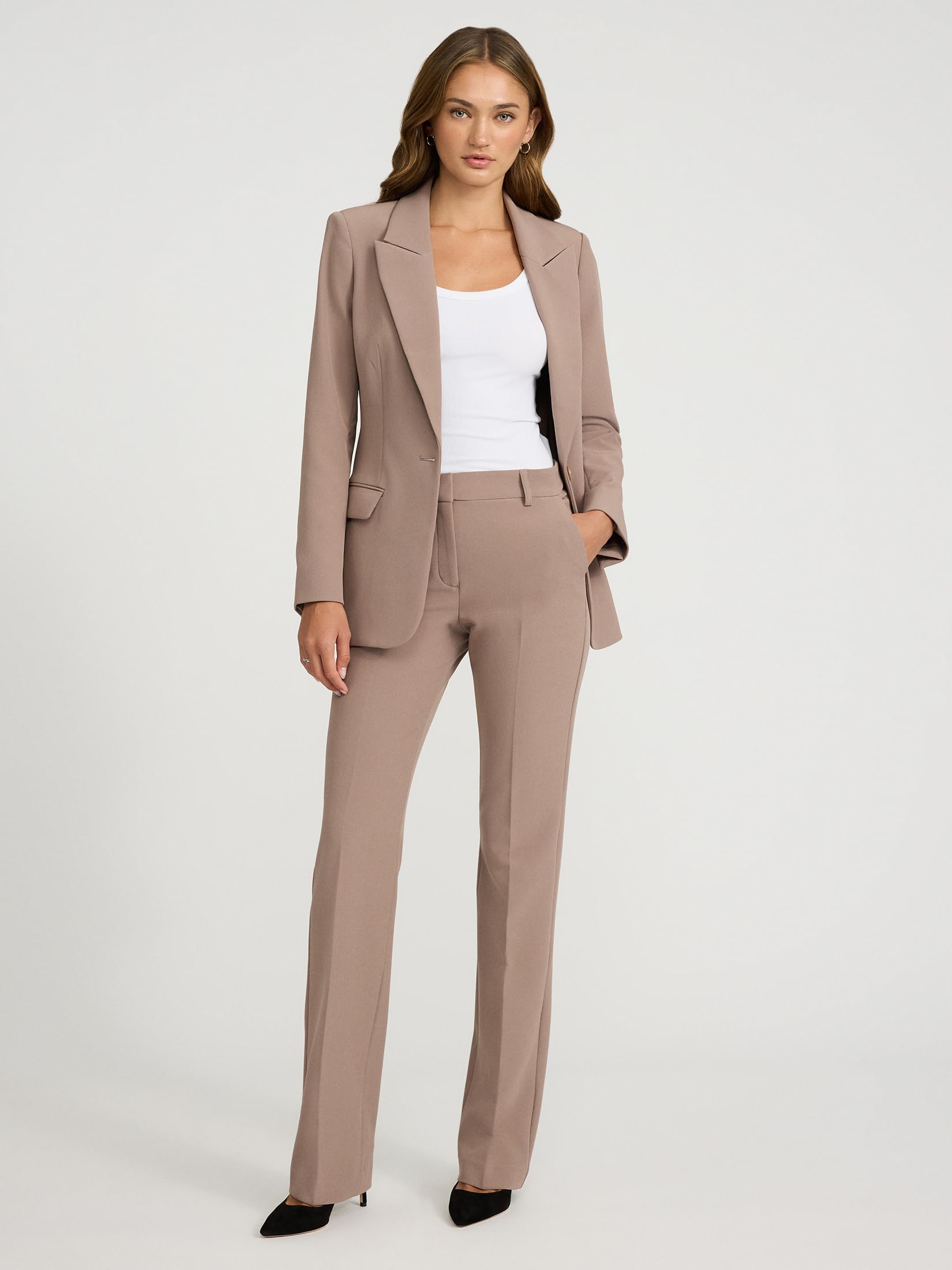 EXPRESS Women's Long Slim Blazer - Mushroom - Image 4