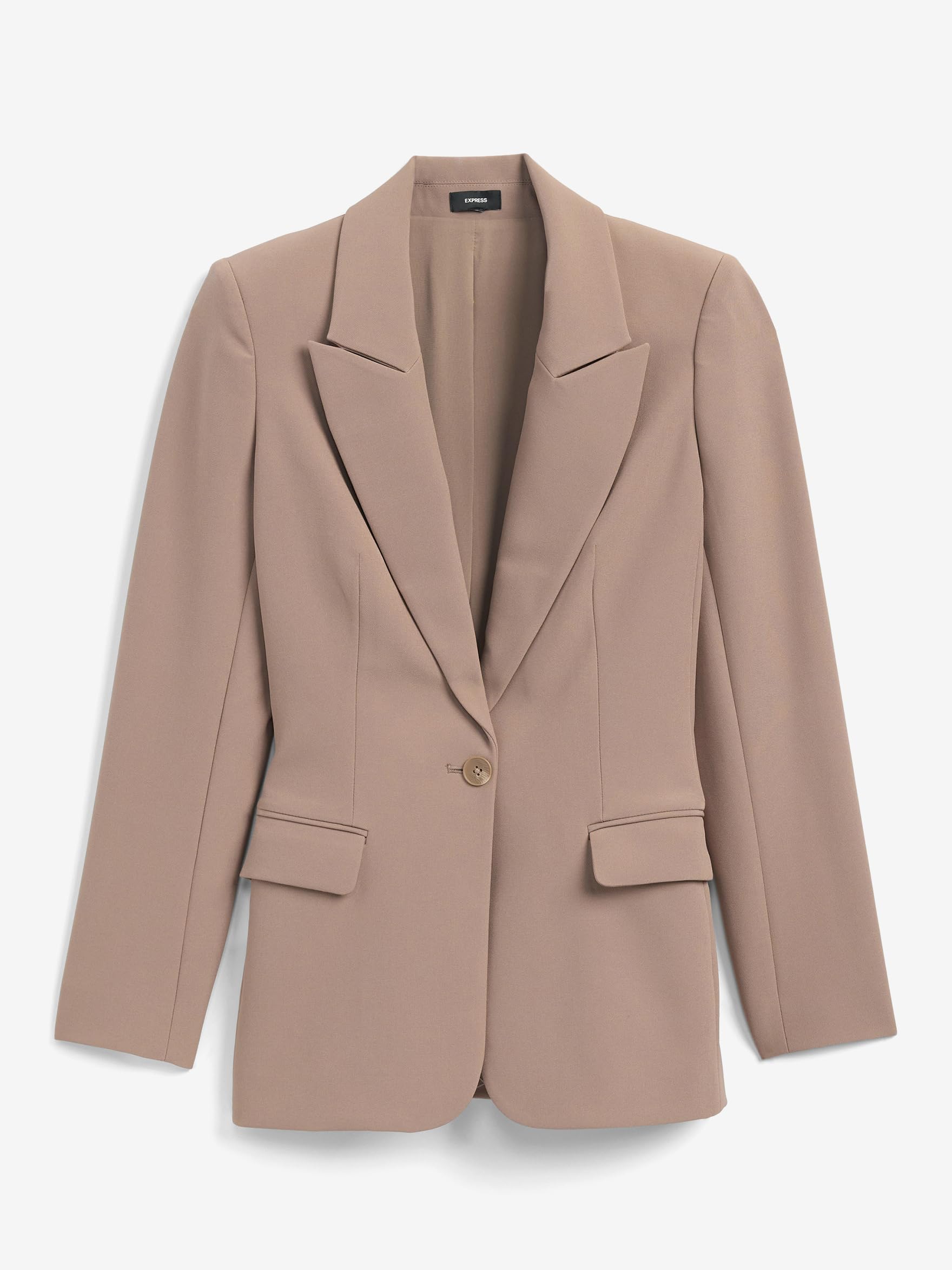 EXPRESS Women's Long Slim Blazer - Mushroom - Image 5