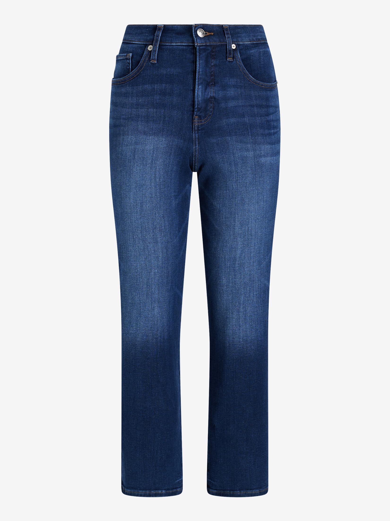 EXPRESS Women’s Straight Ankle Jeans – High Rise Stretch Denim with Figure-Balancing Fit – Medium Wash - Image 7
