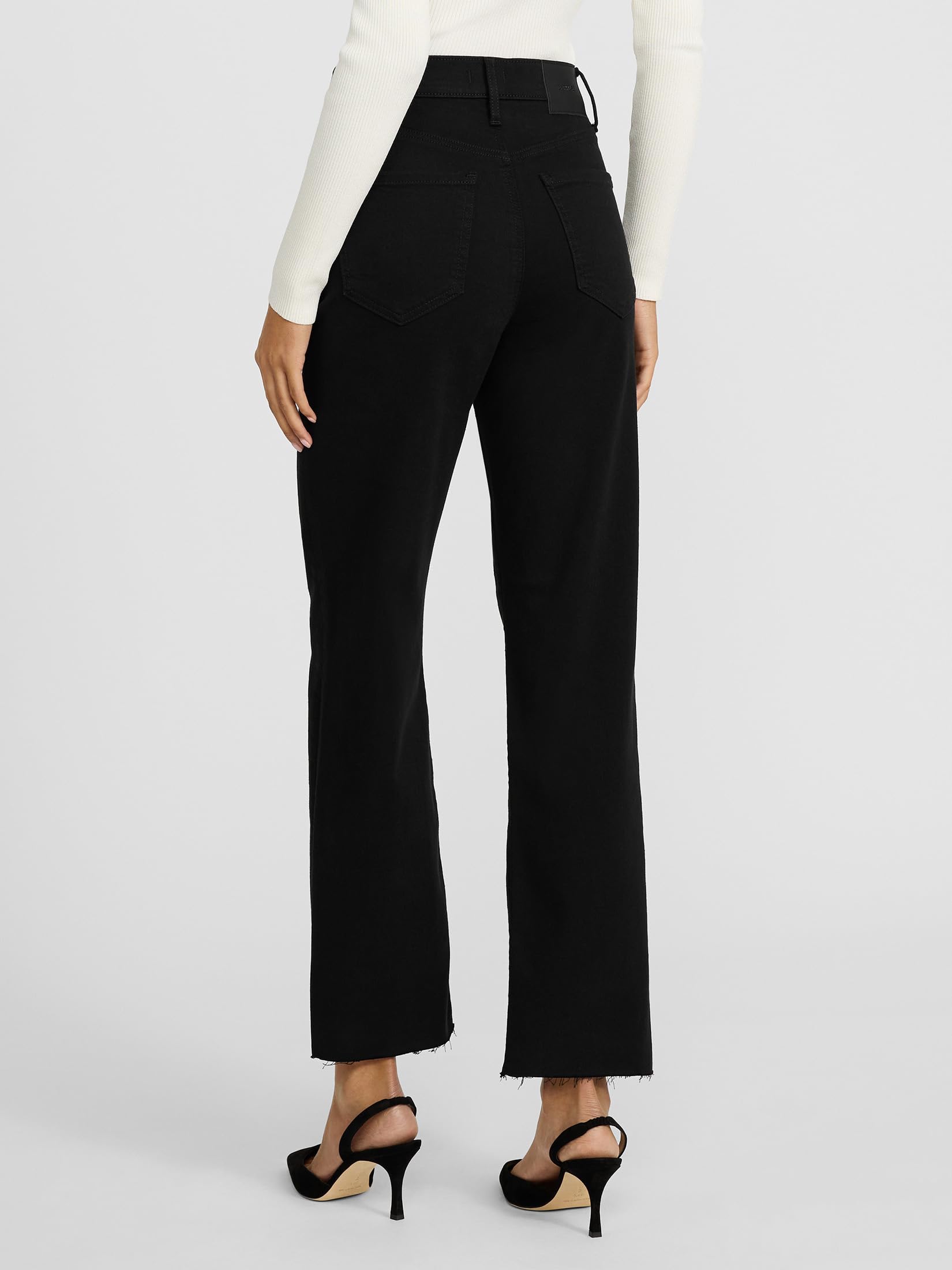 EXPRESS Women’s Straight-Leg Ankle Jeans – High Waisted Stretch Denim with Raw Hem Detail - Image 4
