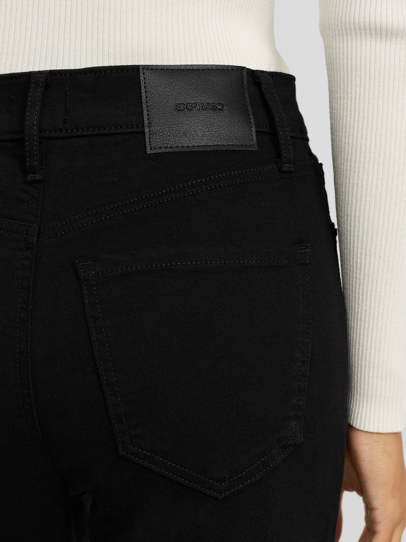 EXPRESS Women’s Straight-Leg Ankle Jeans – High Waisted Stretch Denim with Raw Hem Detail - Image 5